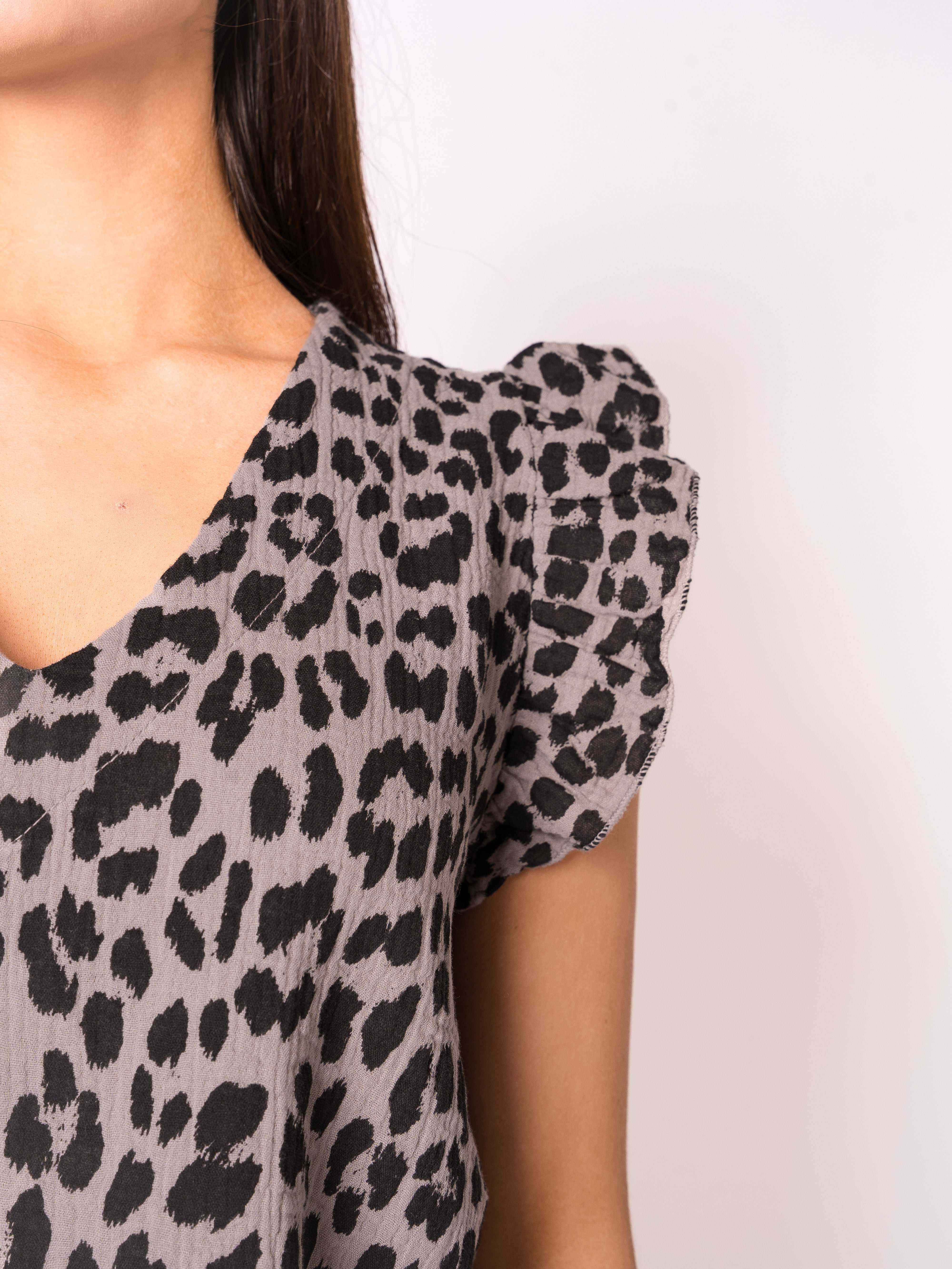 Musselin Shirt Helena Leo - Grau