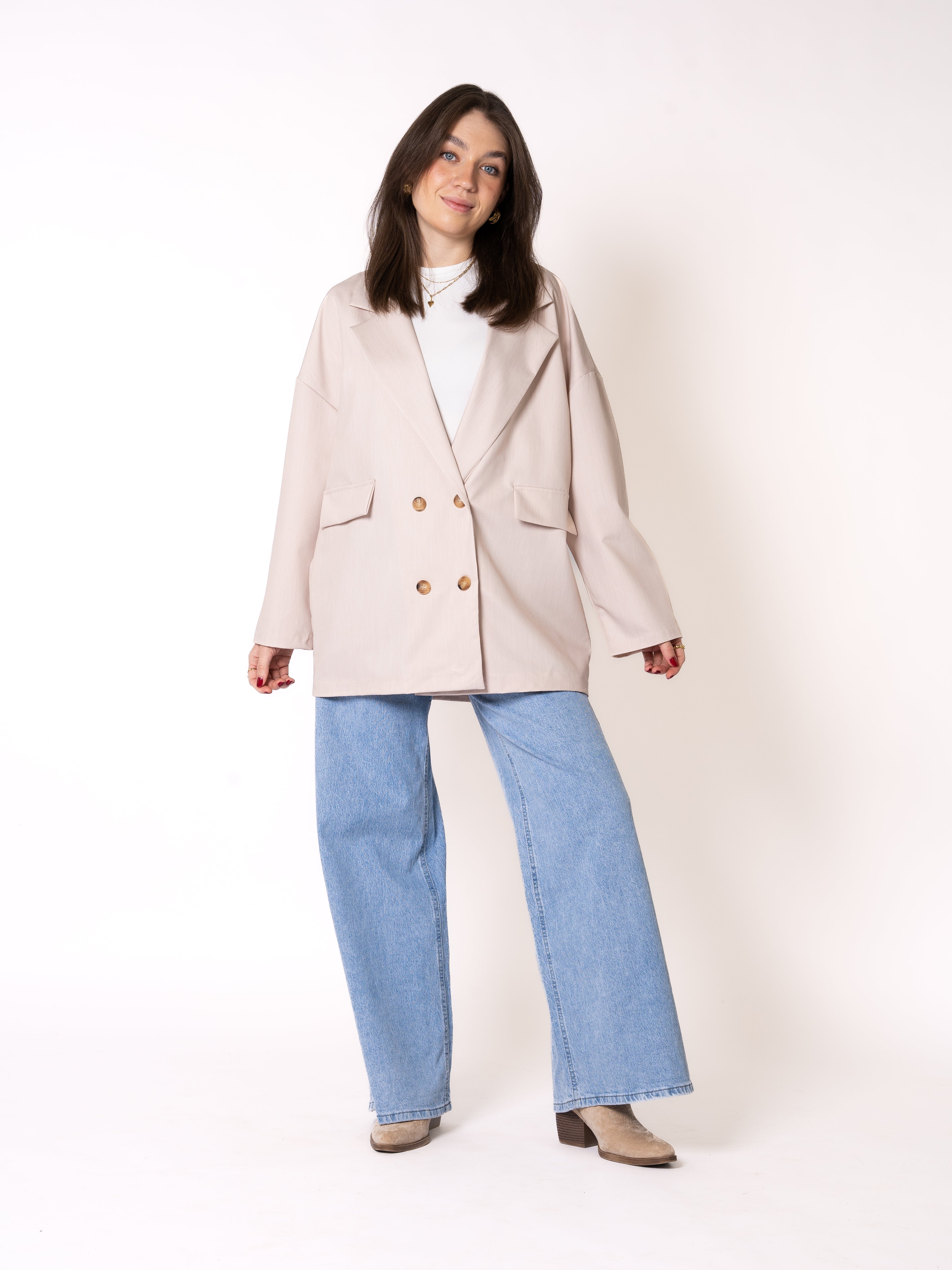 Classy Oversize Blazer - Creme