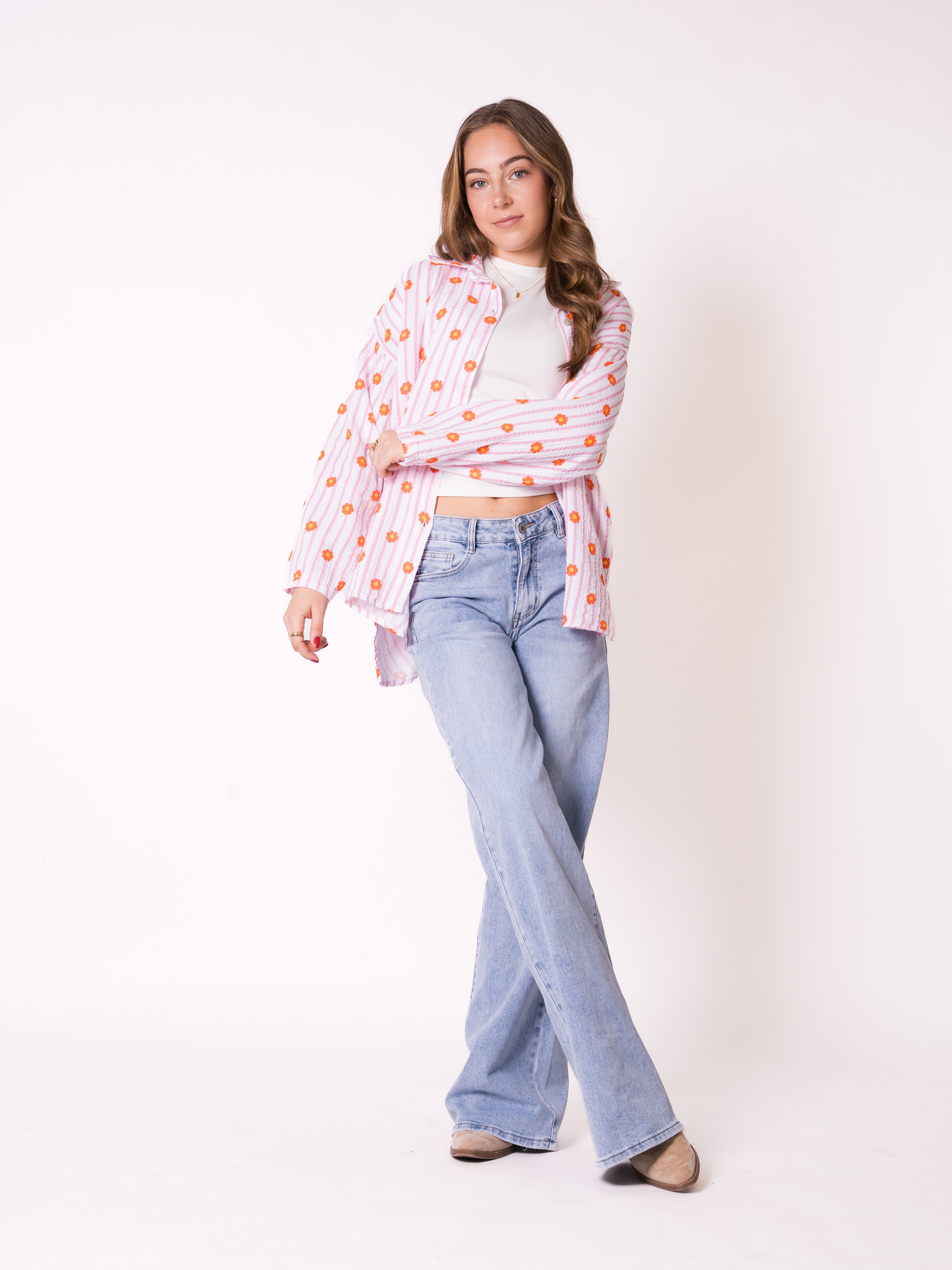 Musselinbluse Lulu Flower - Rosa