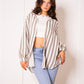 Musselinbluse Bold Stripes - Creme/Grau