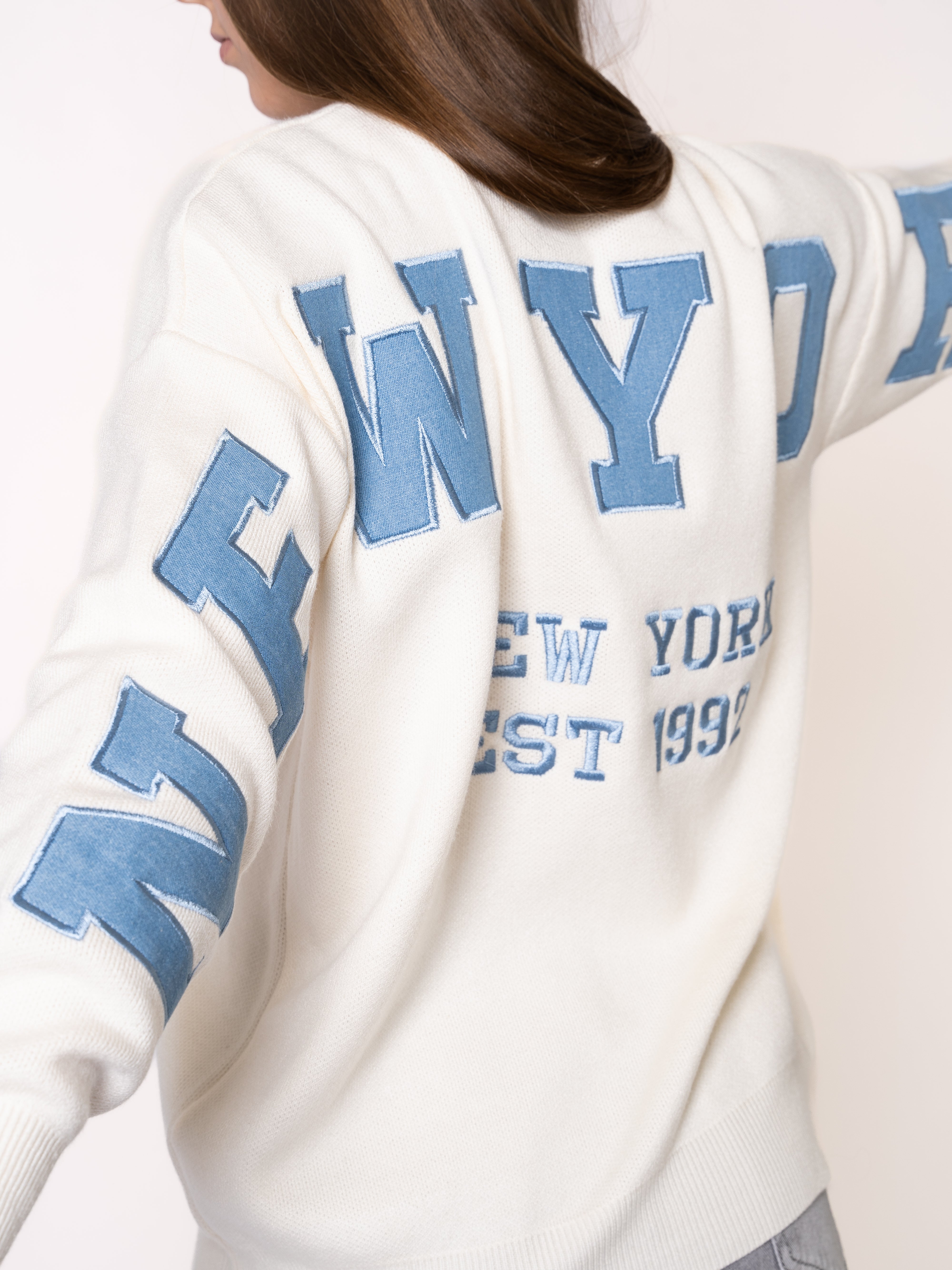 LUCKY DEAL 1216 New York Feinstrick Sweatshirt - Creme - vom Umtausch ausgeschlossen -