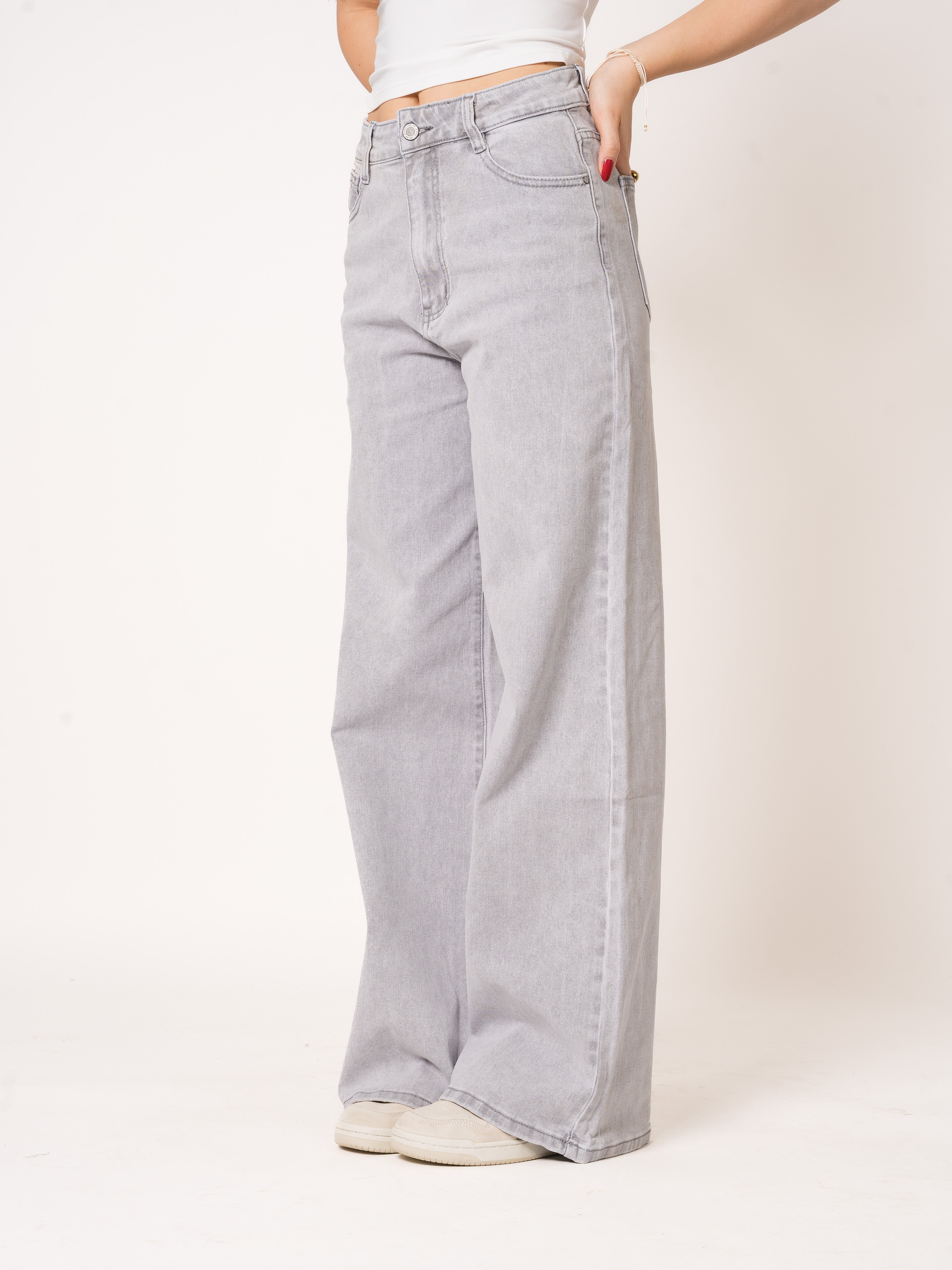 Wide Leg Jeans Grau