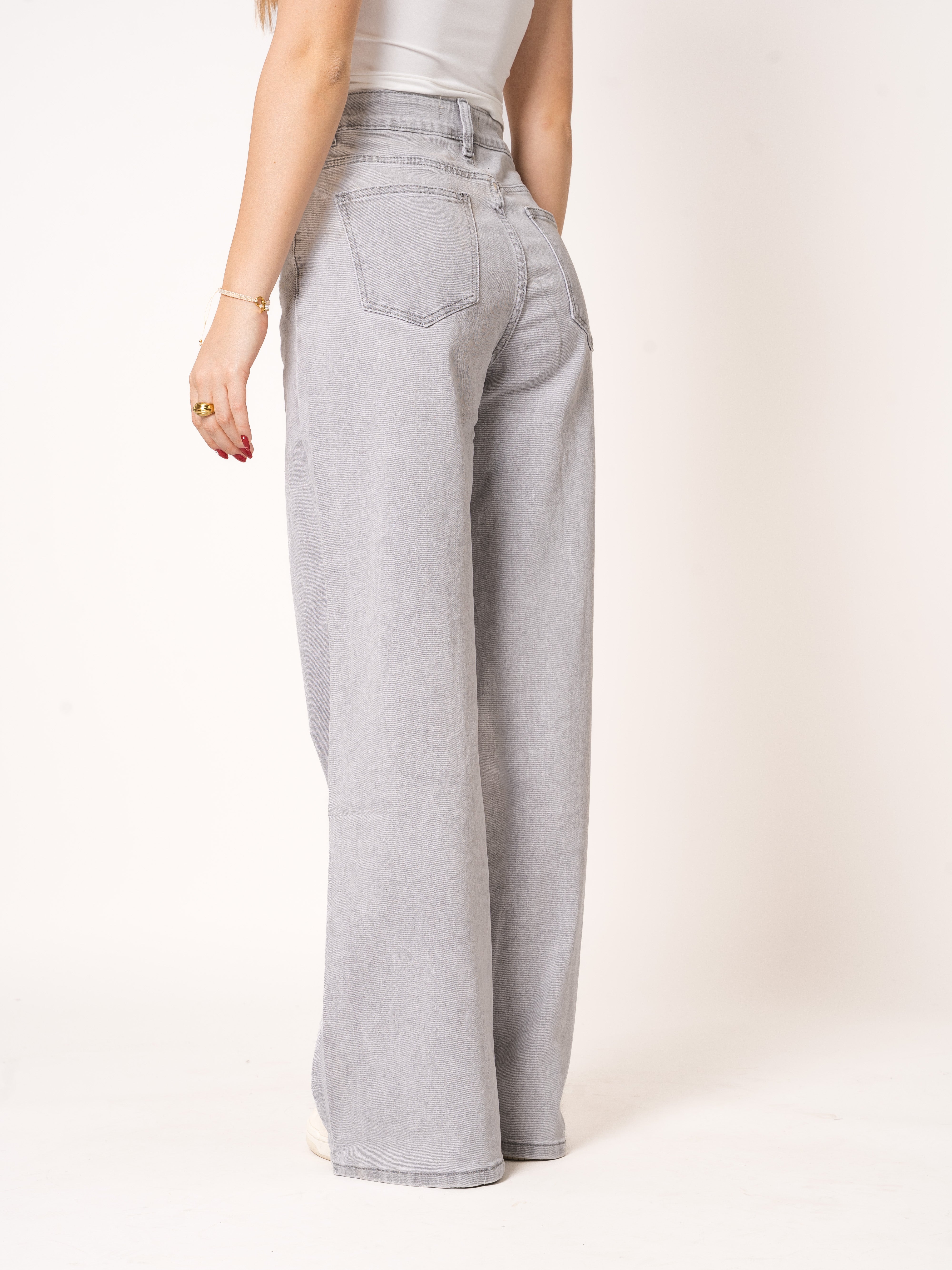 Wide Leg Jeans Grau