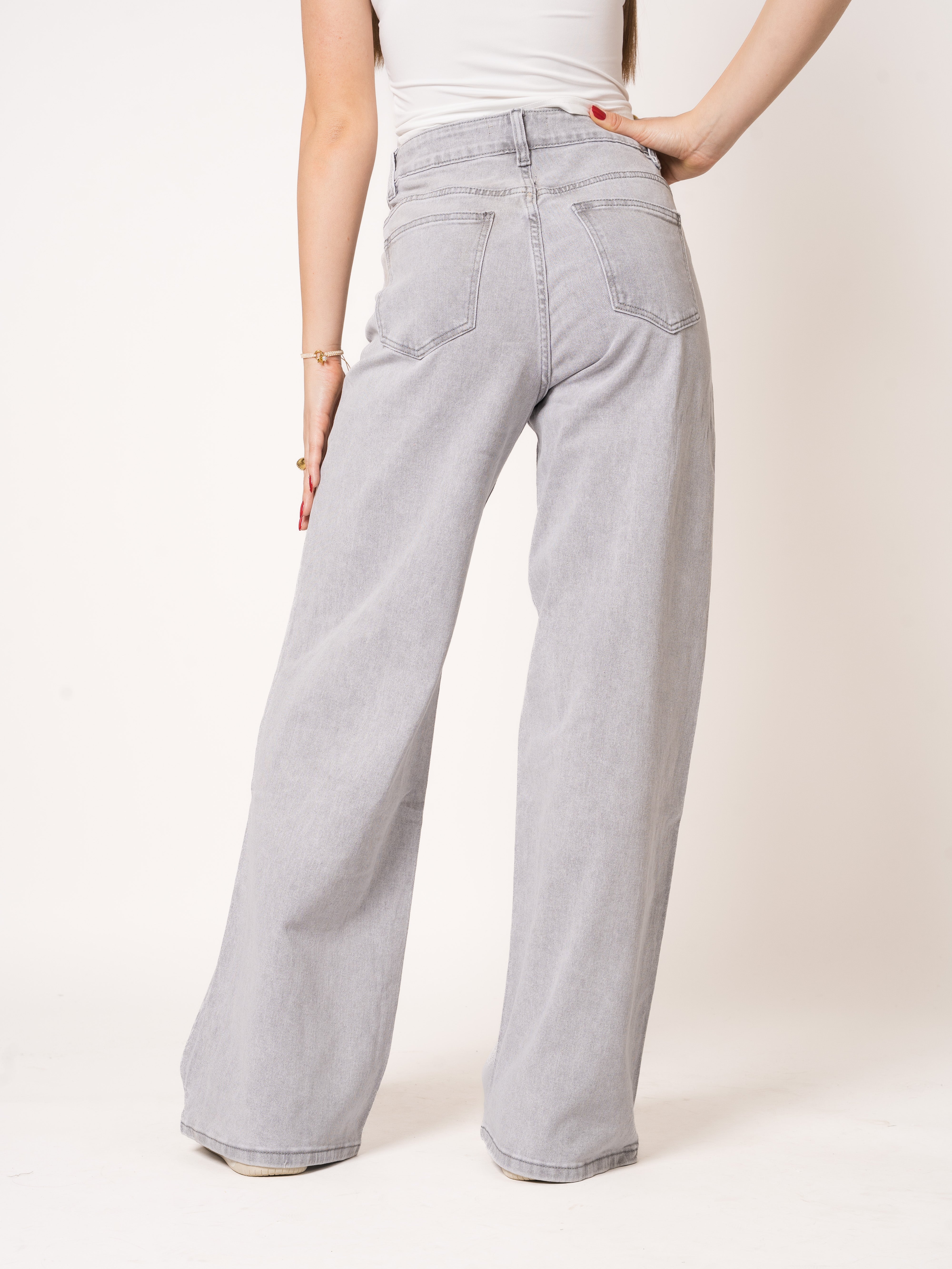 Wide Leg Jeans Grau