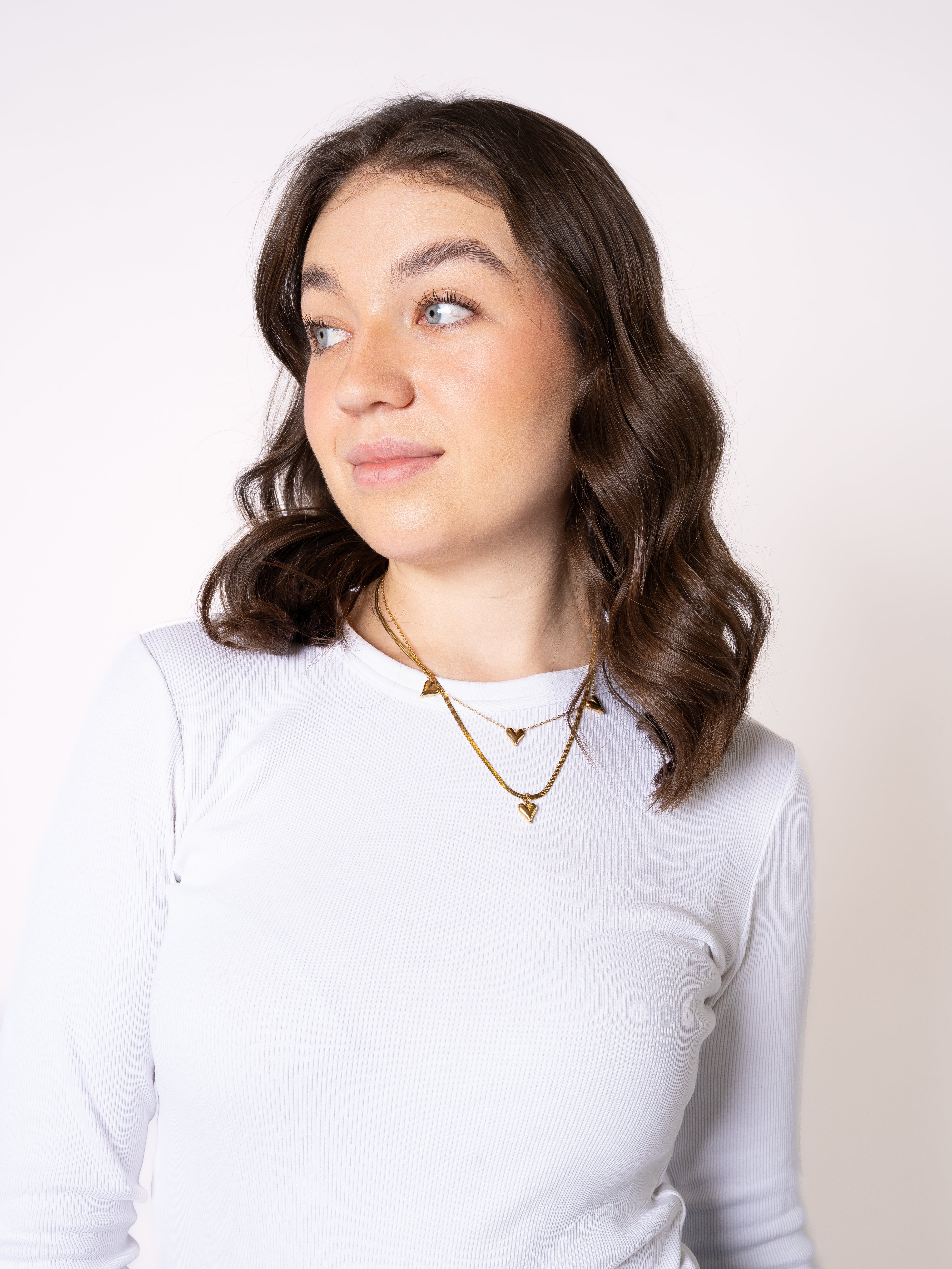 Love Heart Layered Necklace - Gold Silber