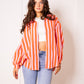 Musselinbluse Bold Stripes - Rosa/Orange