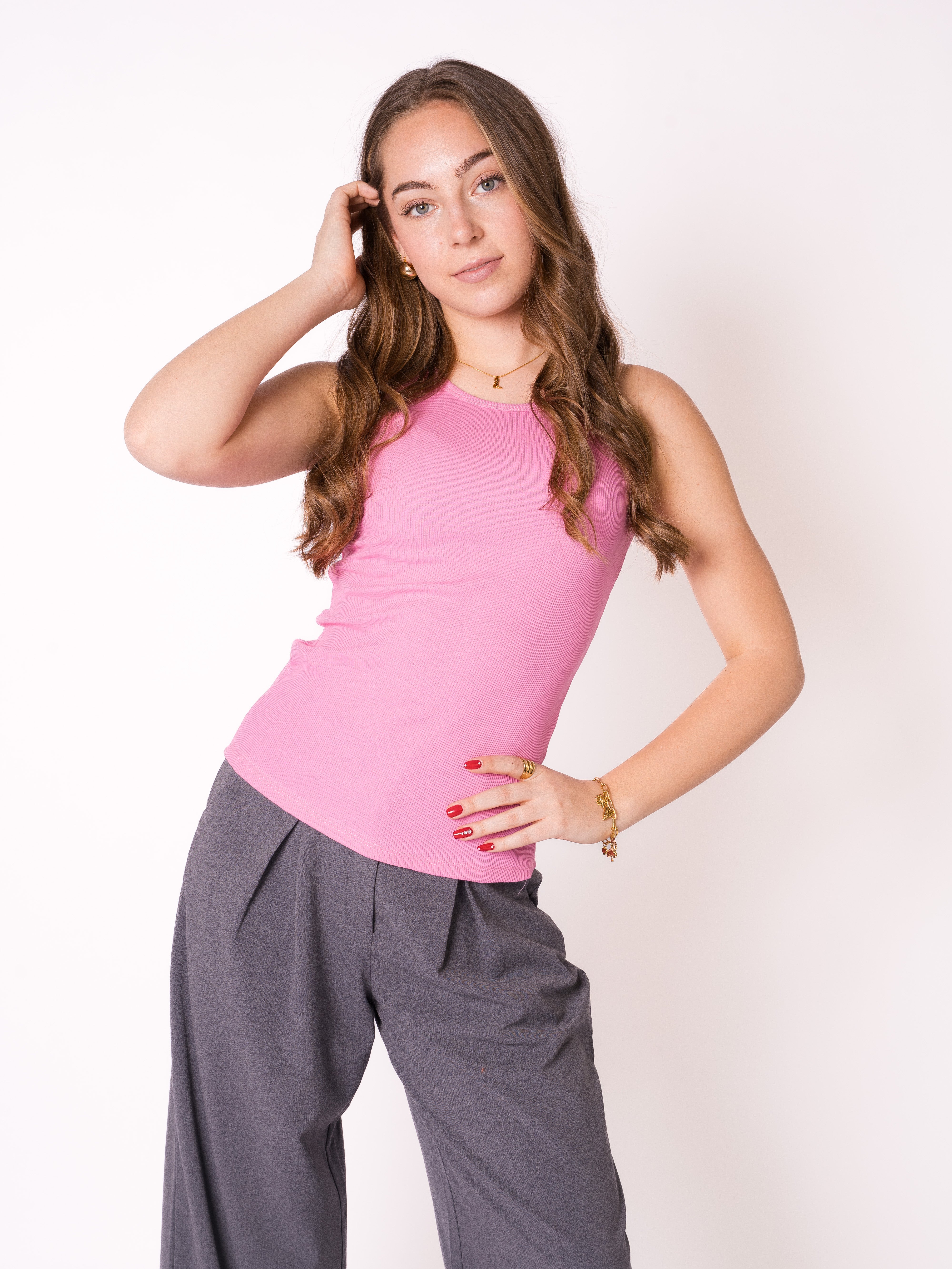Ribbed Basic Top - Pink