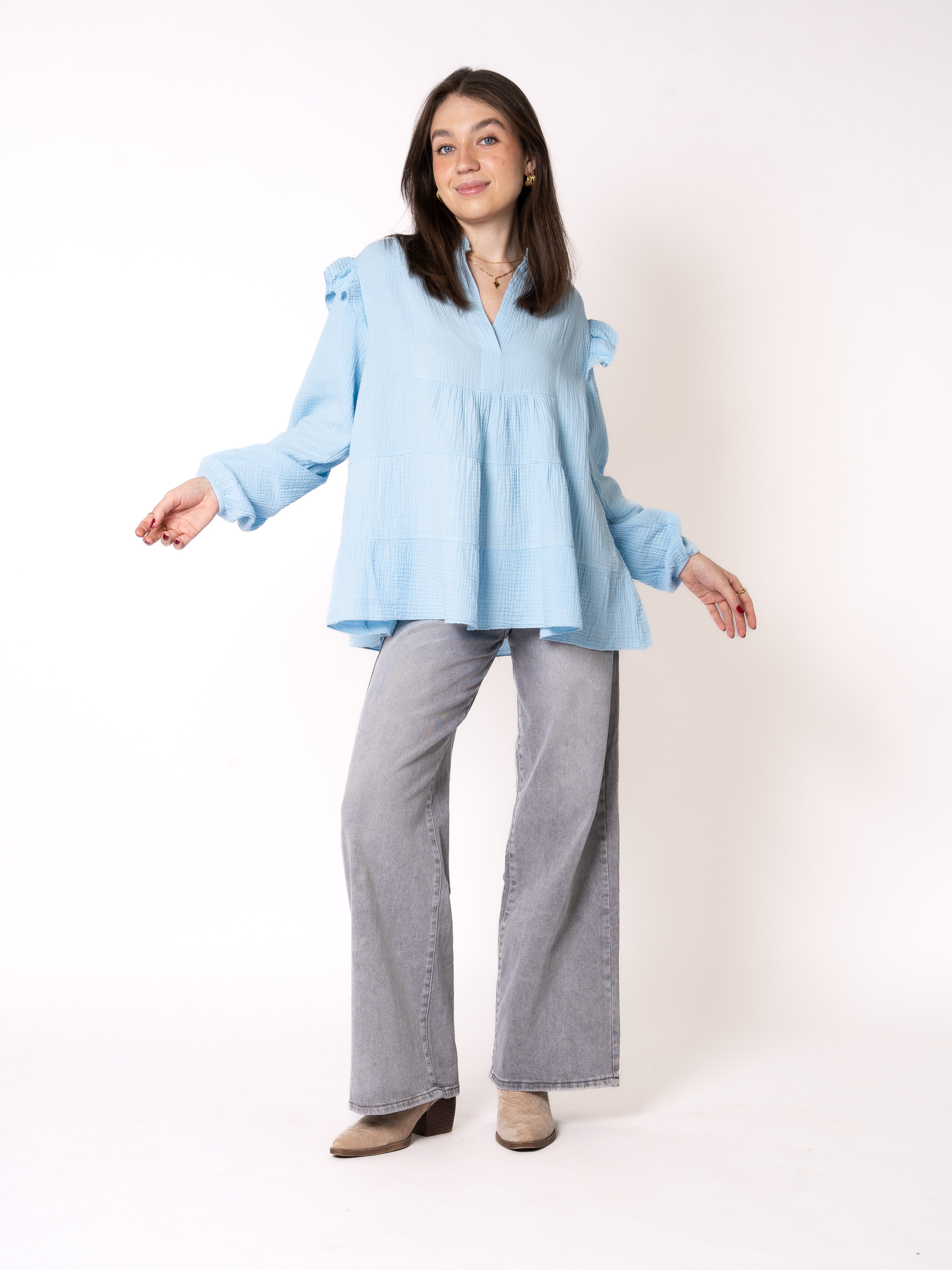 Musselinbluse Cecilia - Hellblau