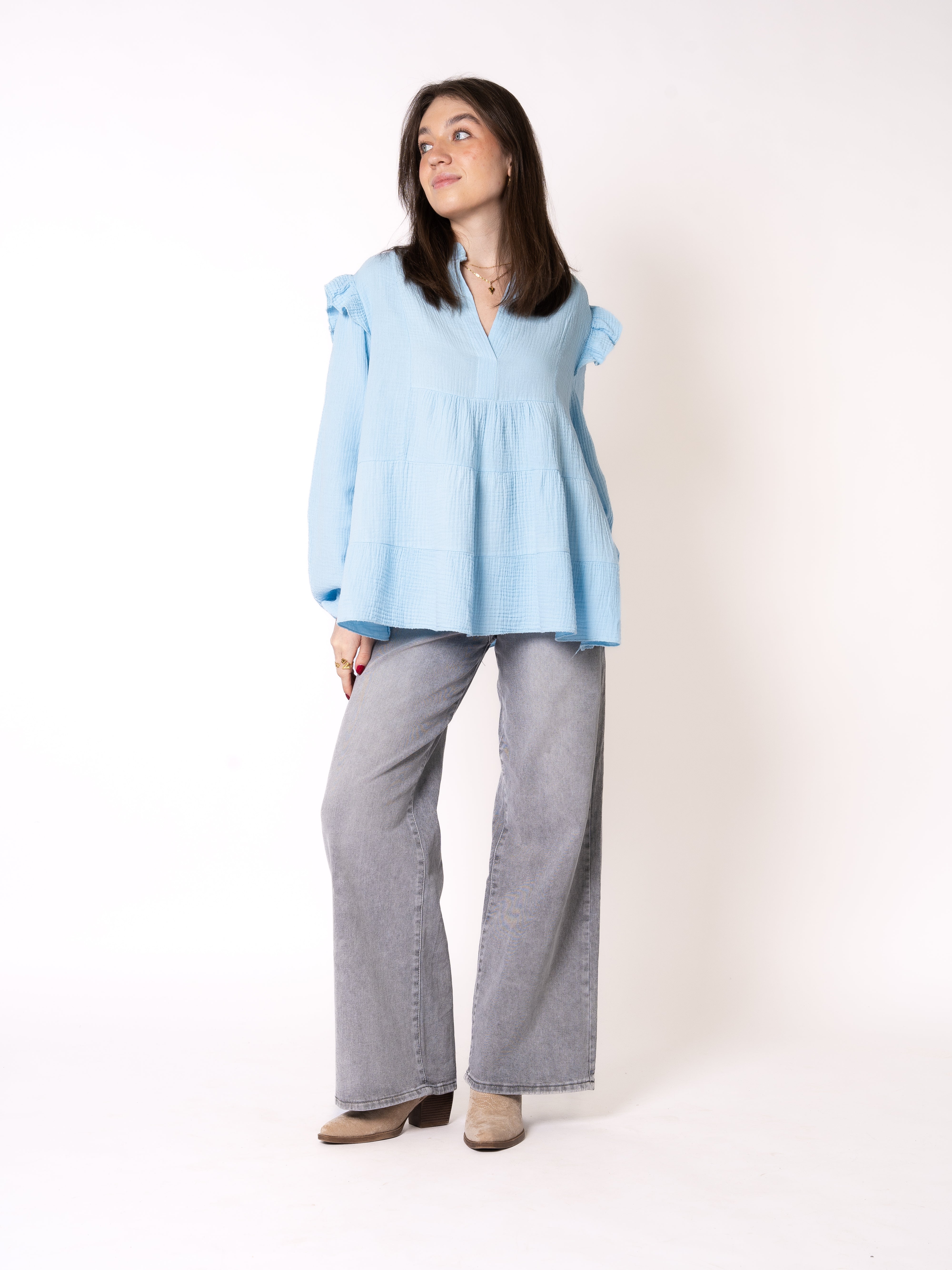 Musselinbluse Cecilia - Hellblau
