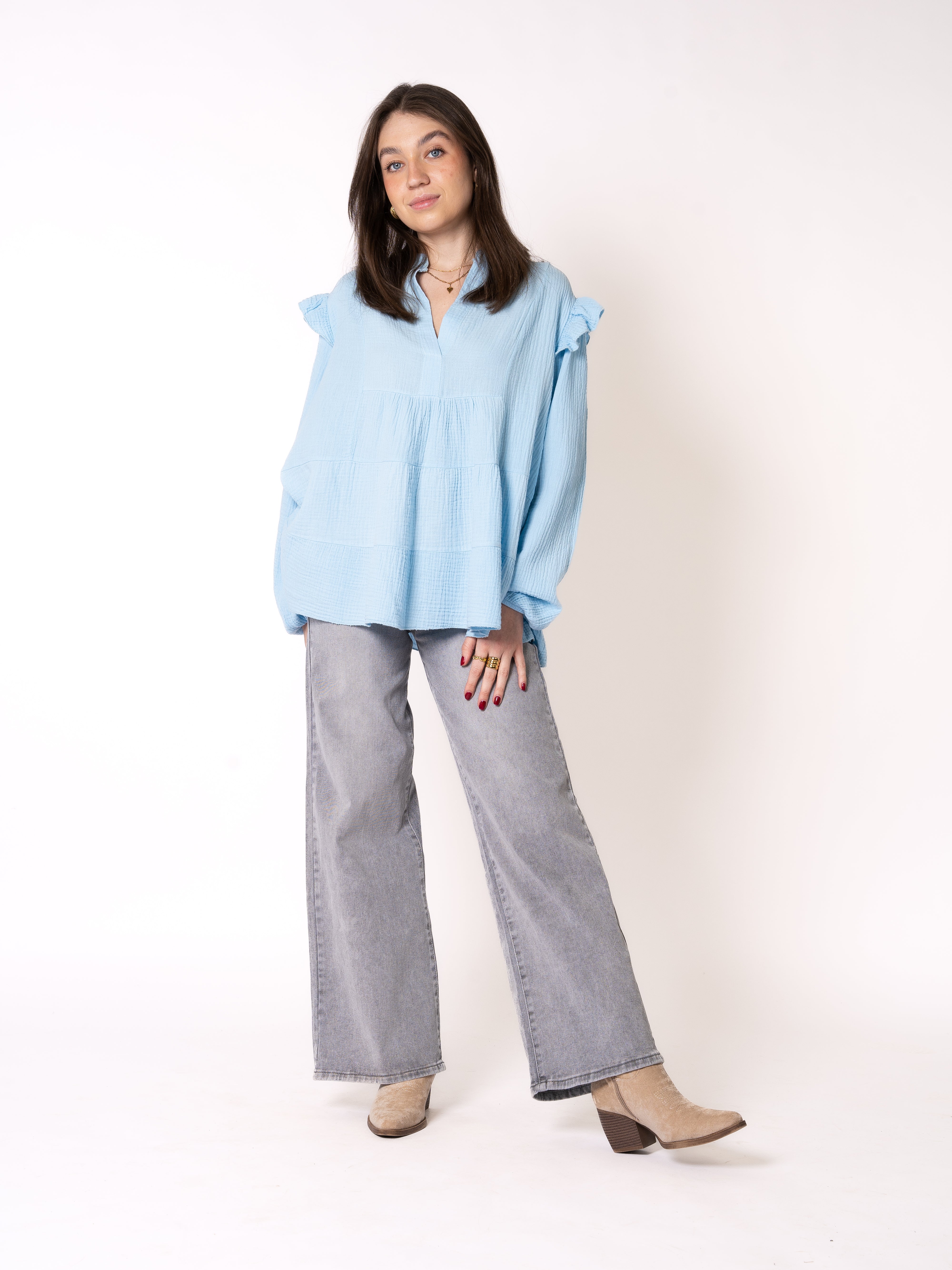 Musselinbluse Cecilia - Hellblau