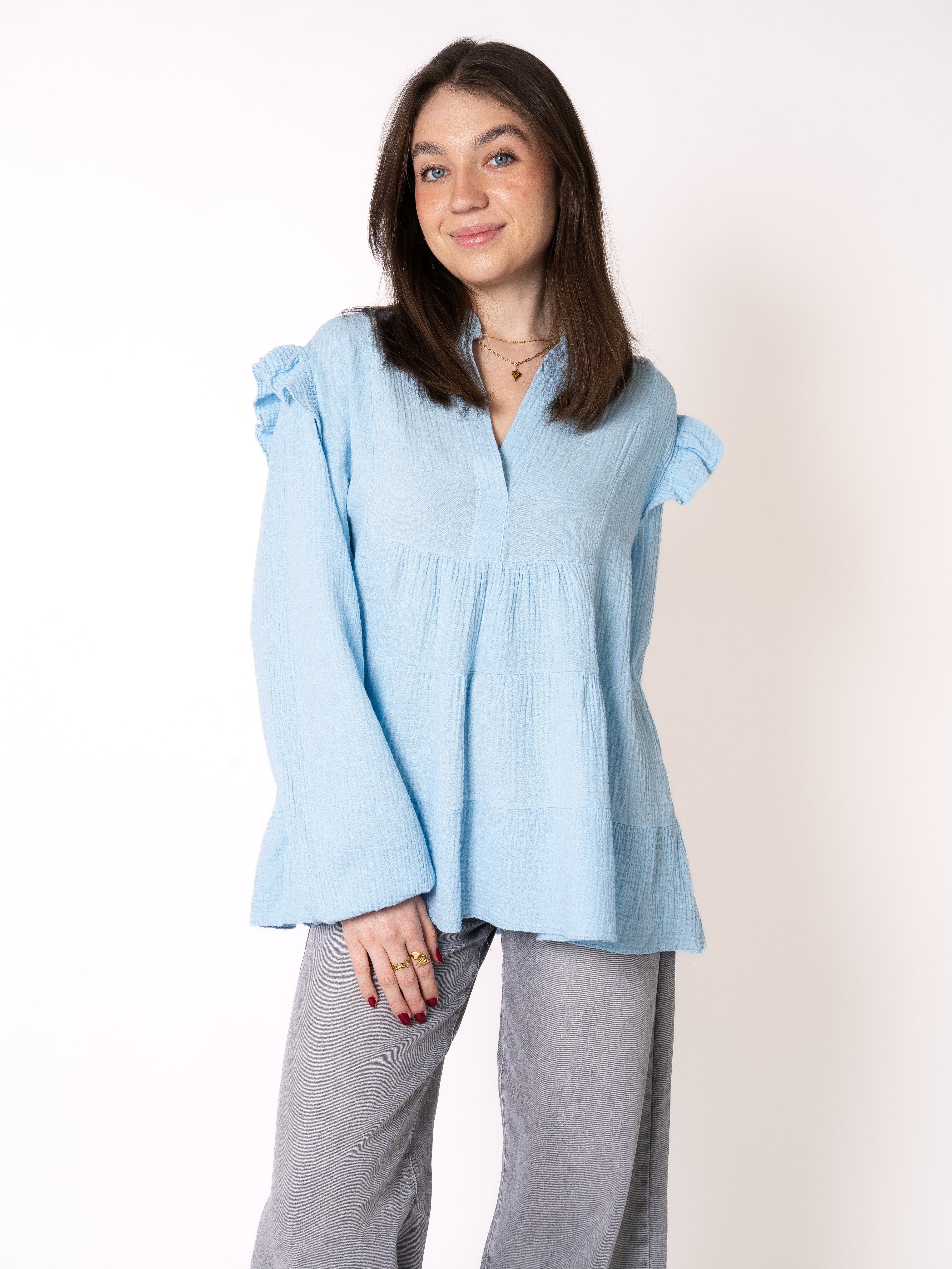 Musselinbluse Cecilia - Hellblau