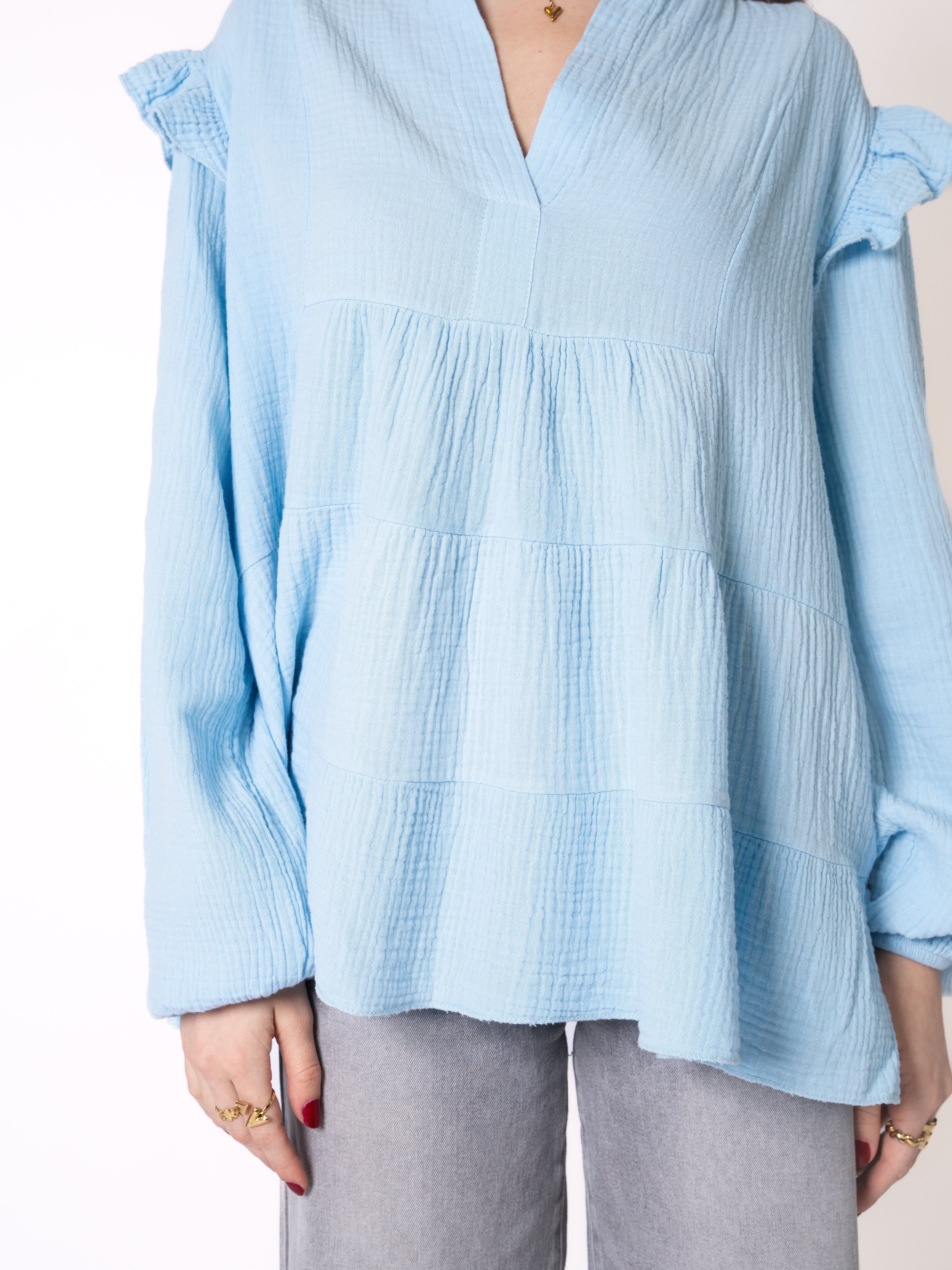 Musselinbluse Cecilia - Hellblau