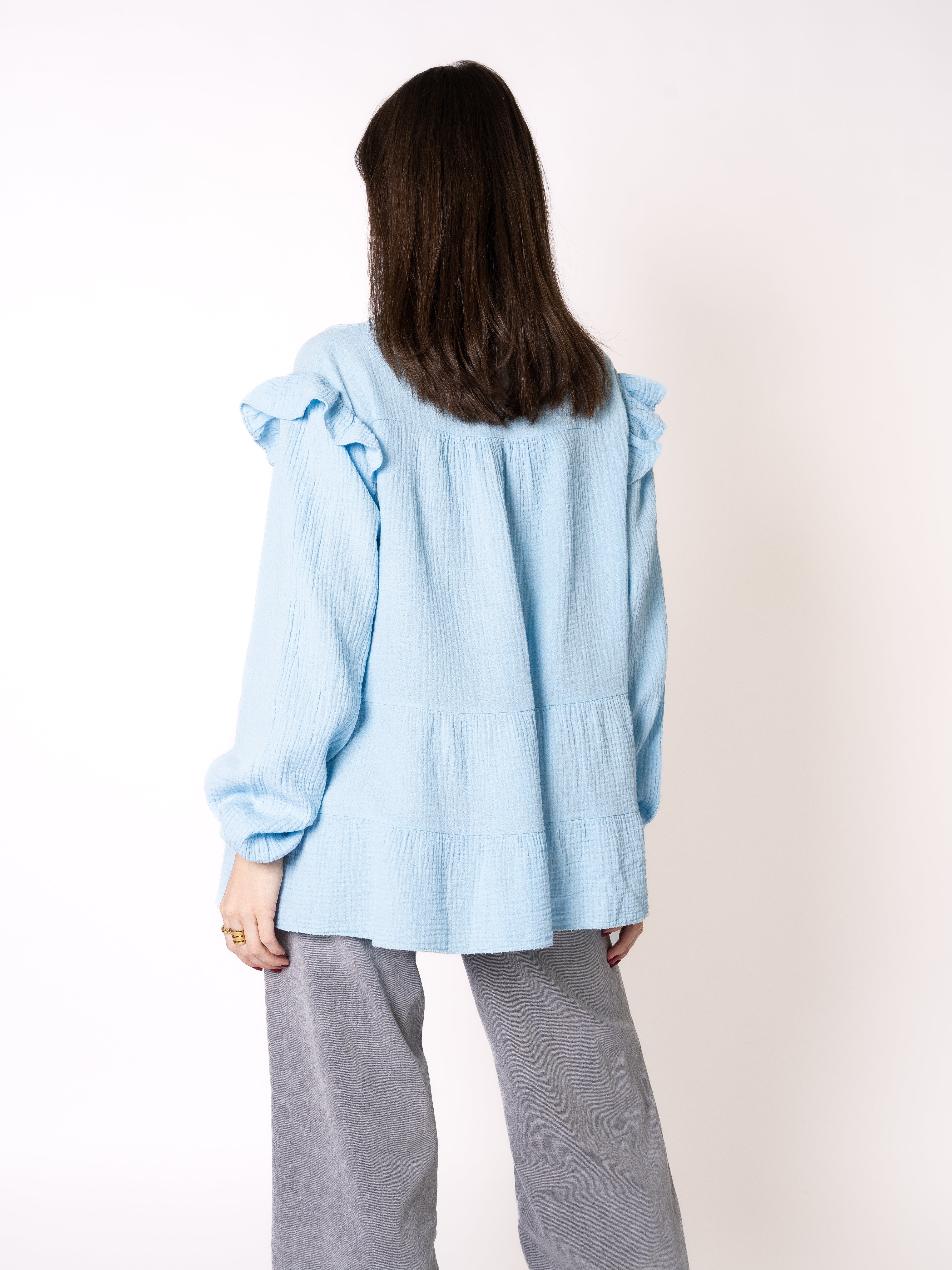 Musselinbluse Cecilia - Hellblau