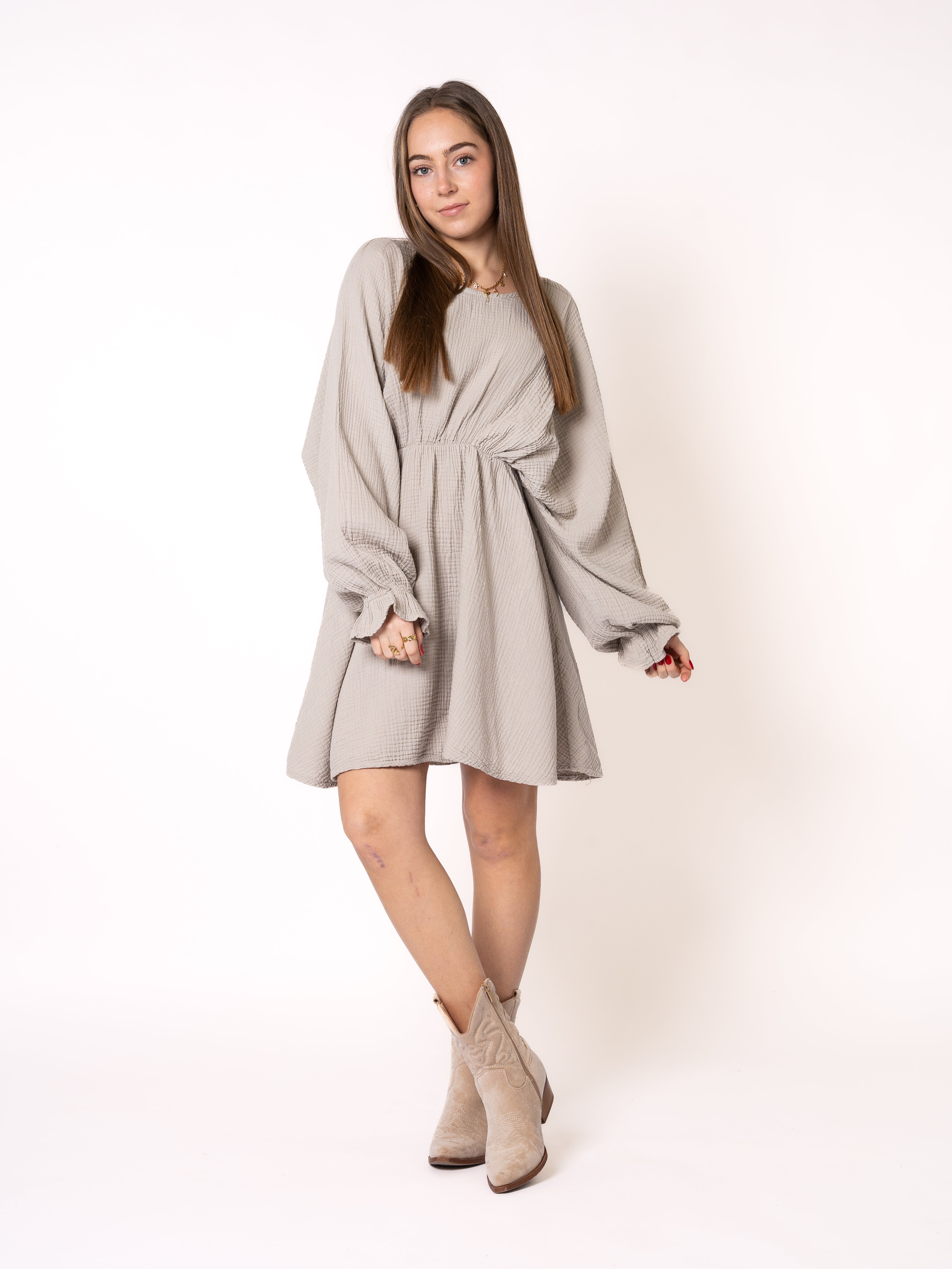 Musselin Minidress - Beige