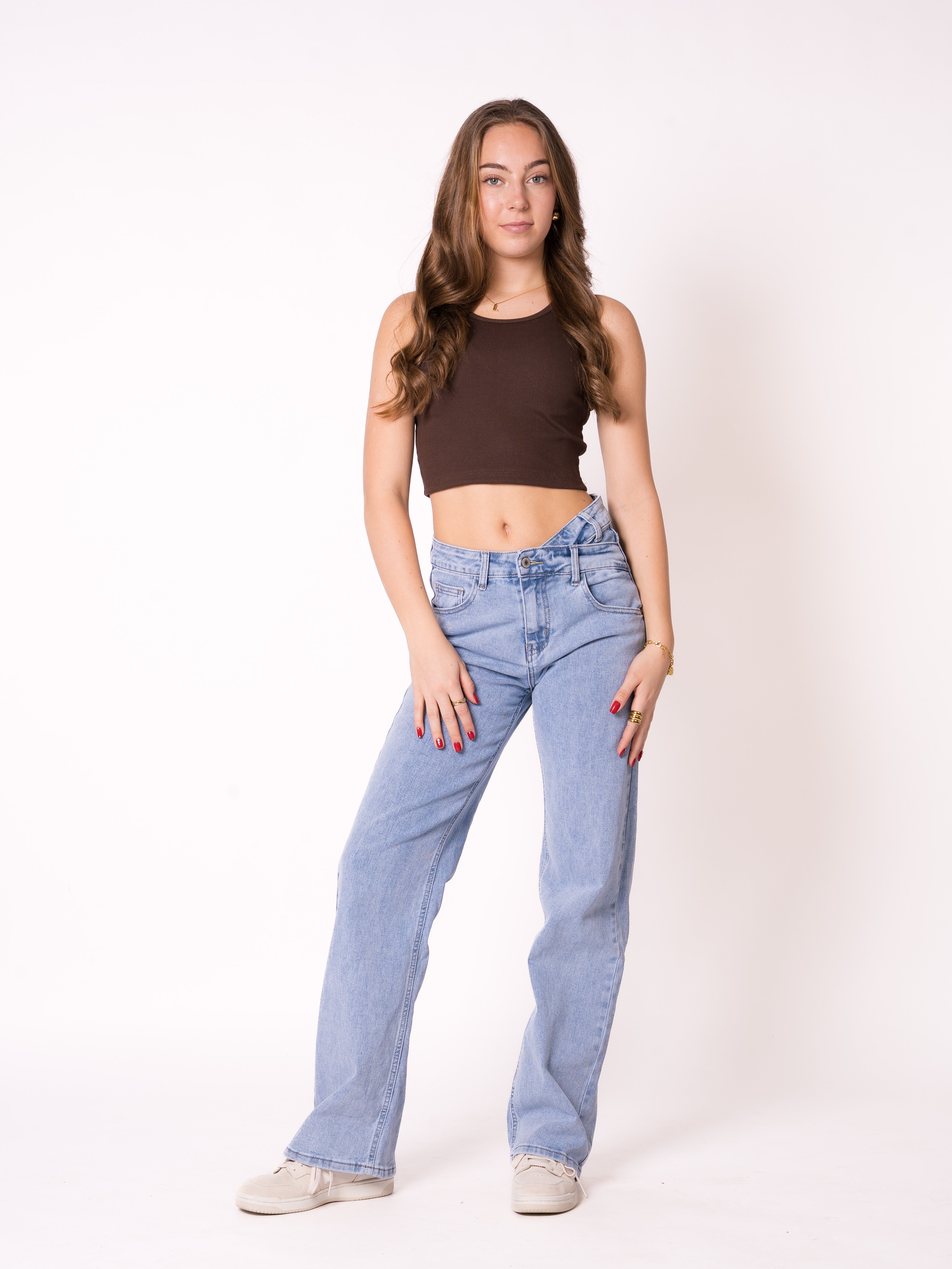 Ribbed Basic Crop Top - Dunkelbraun