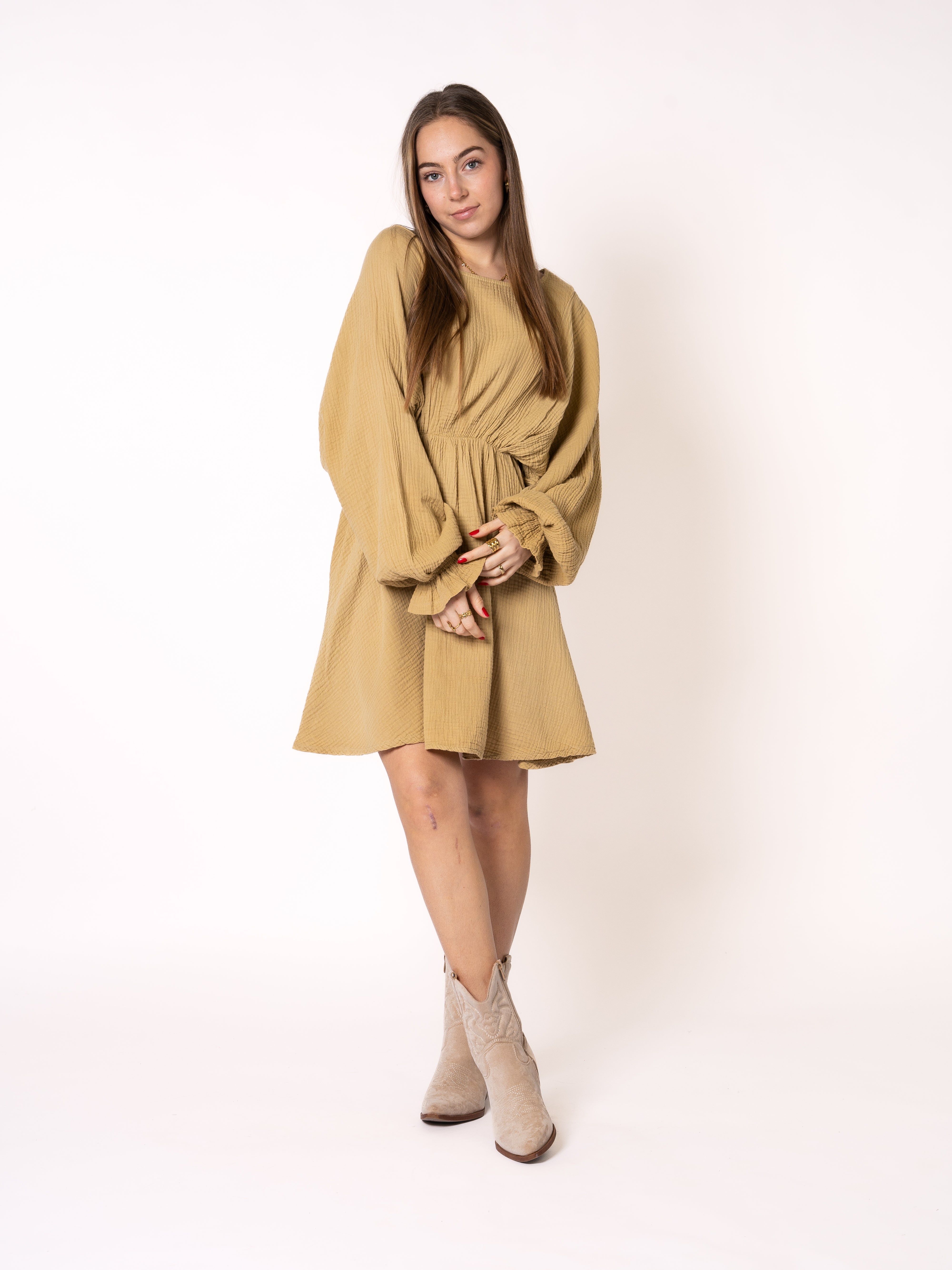 Musselin Minidress - Senfgelb