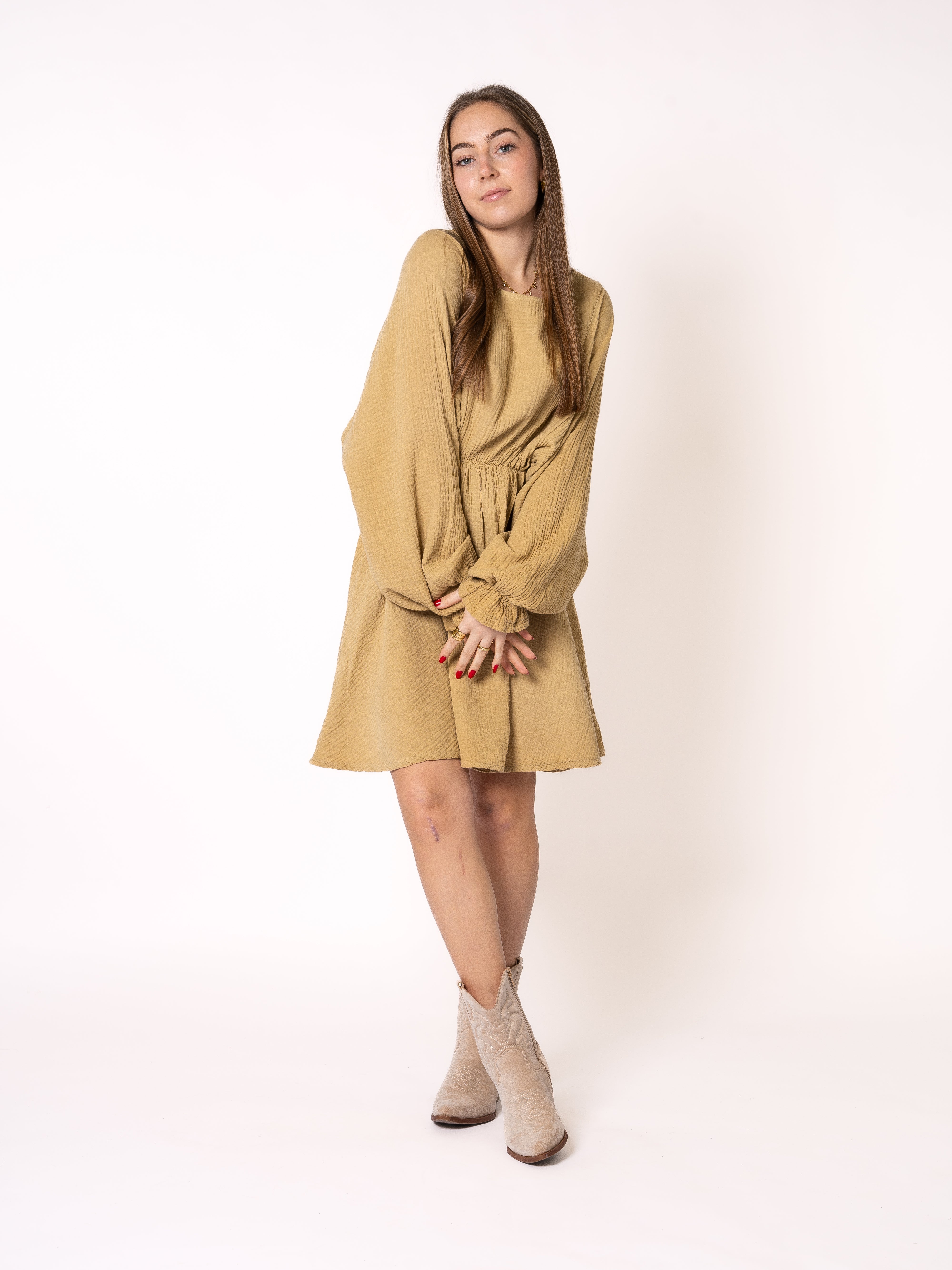 Musselin Minidress - Senfgelb