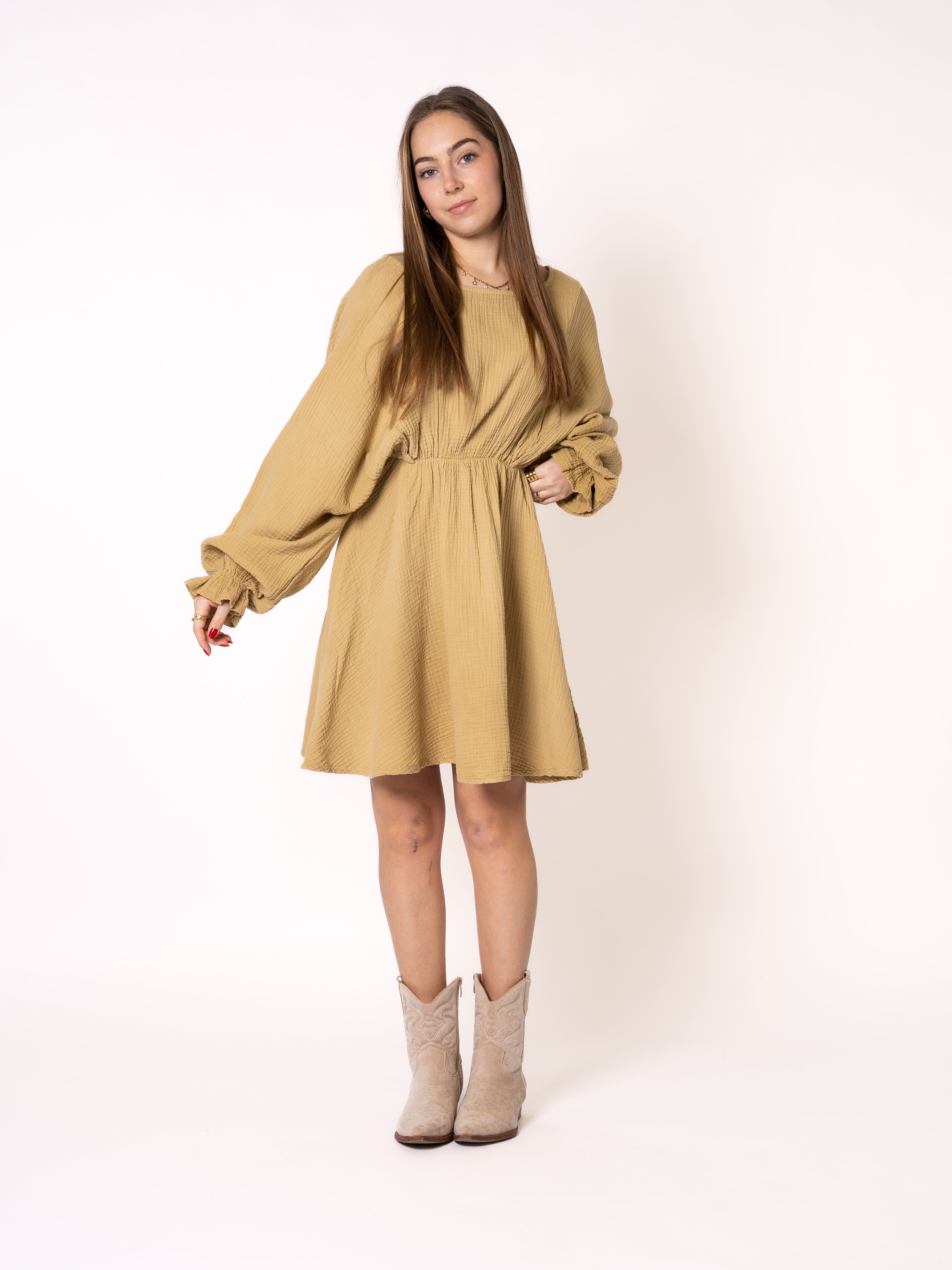 Musselin Minidress - Senfgelb