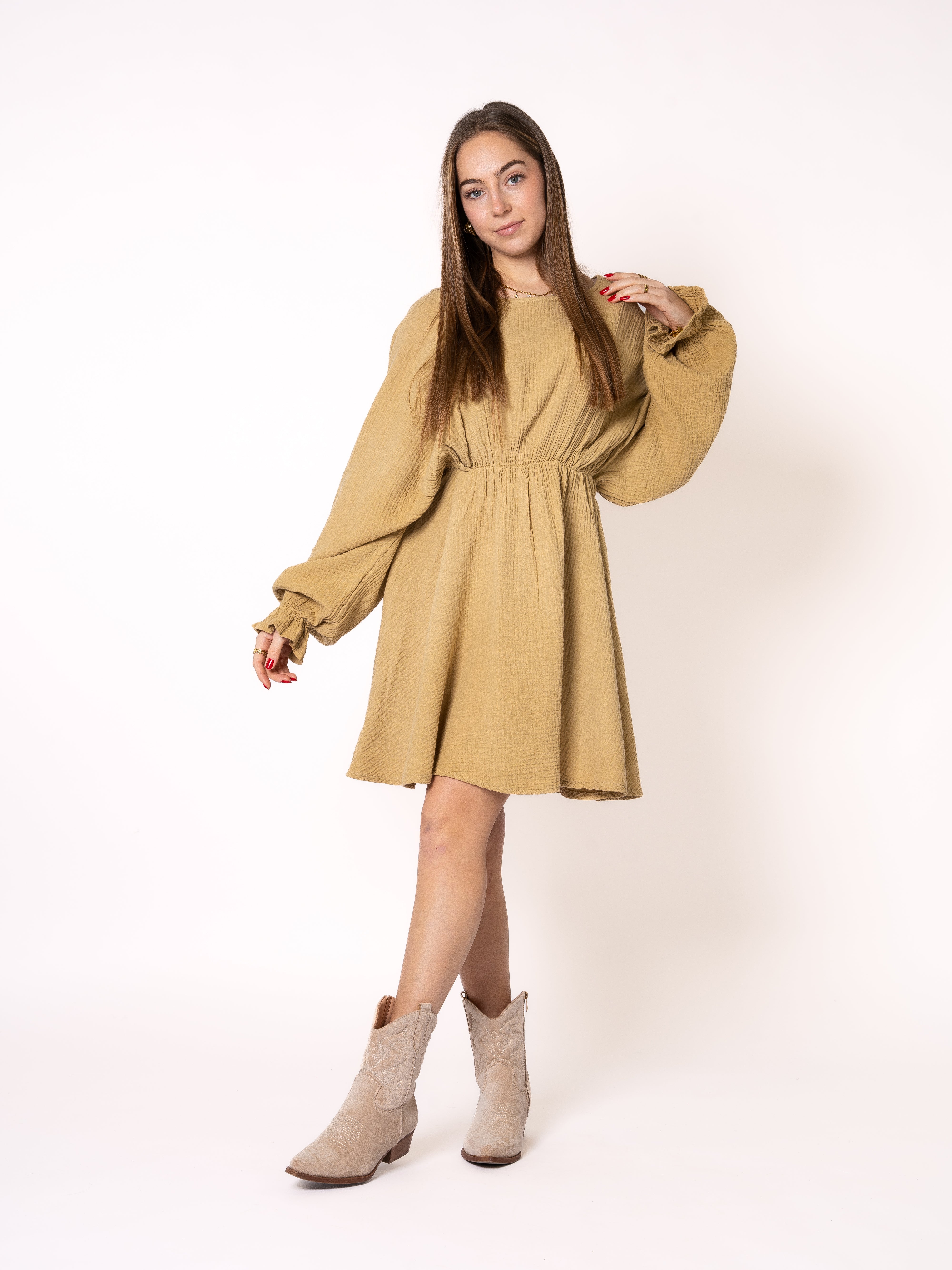 Musselin Minidress - Senfgelb