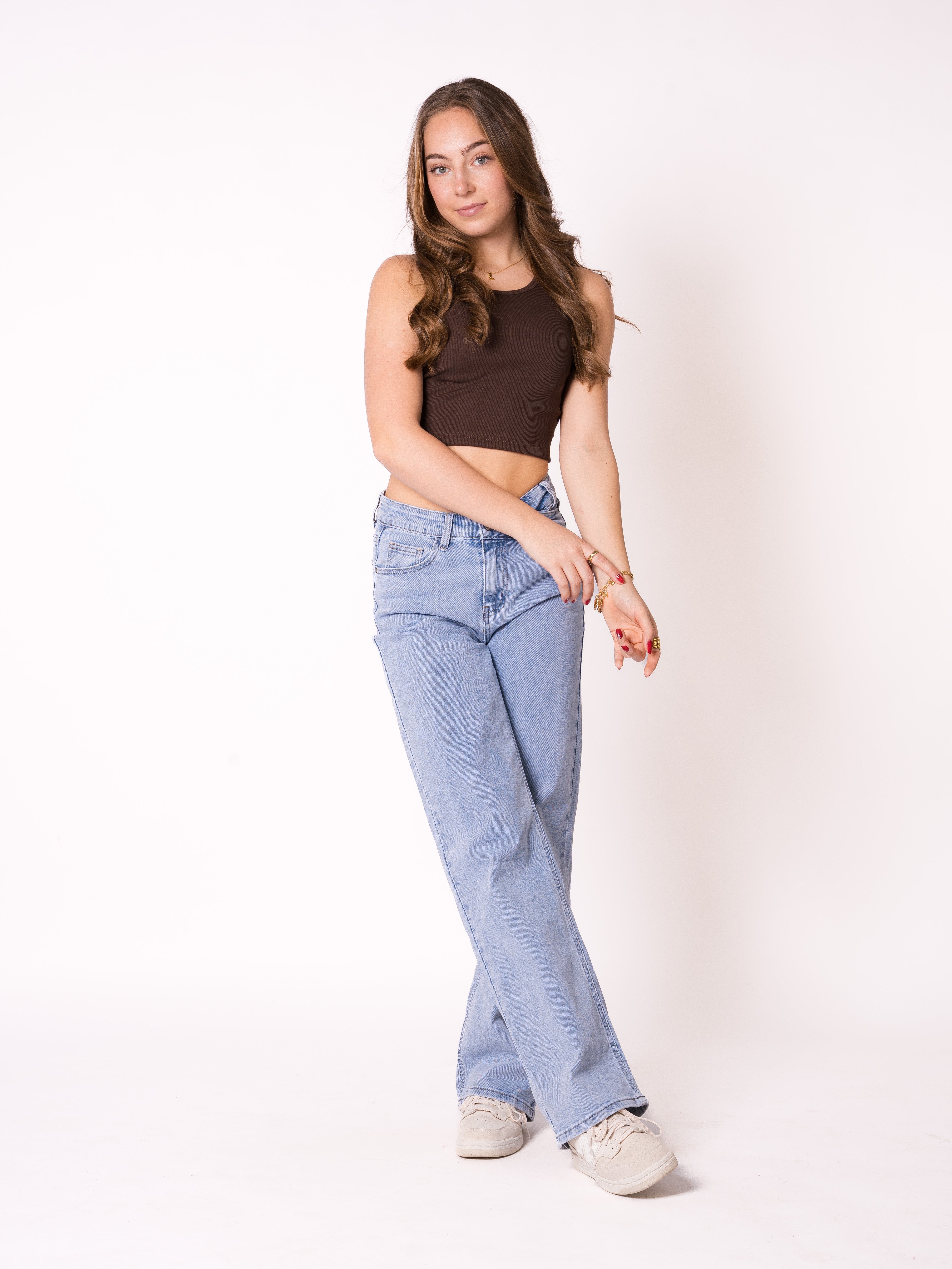 Ribbed Basic Crop Top - Dunkelbraun