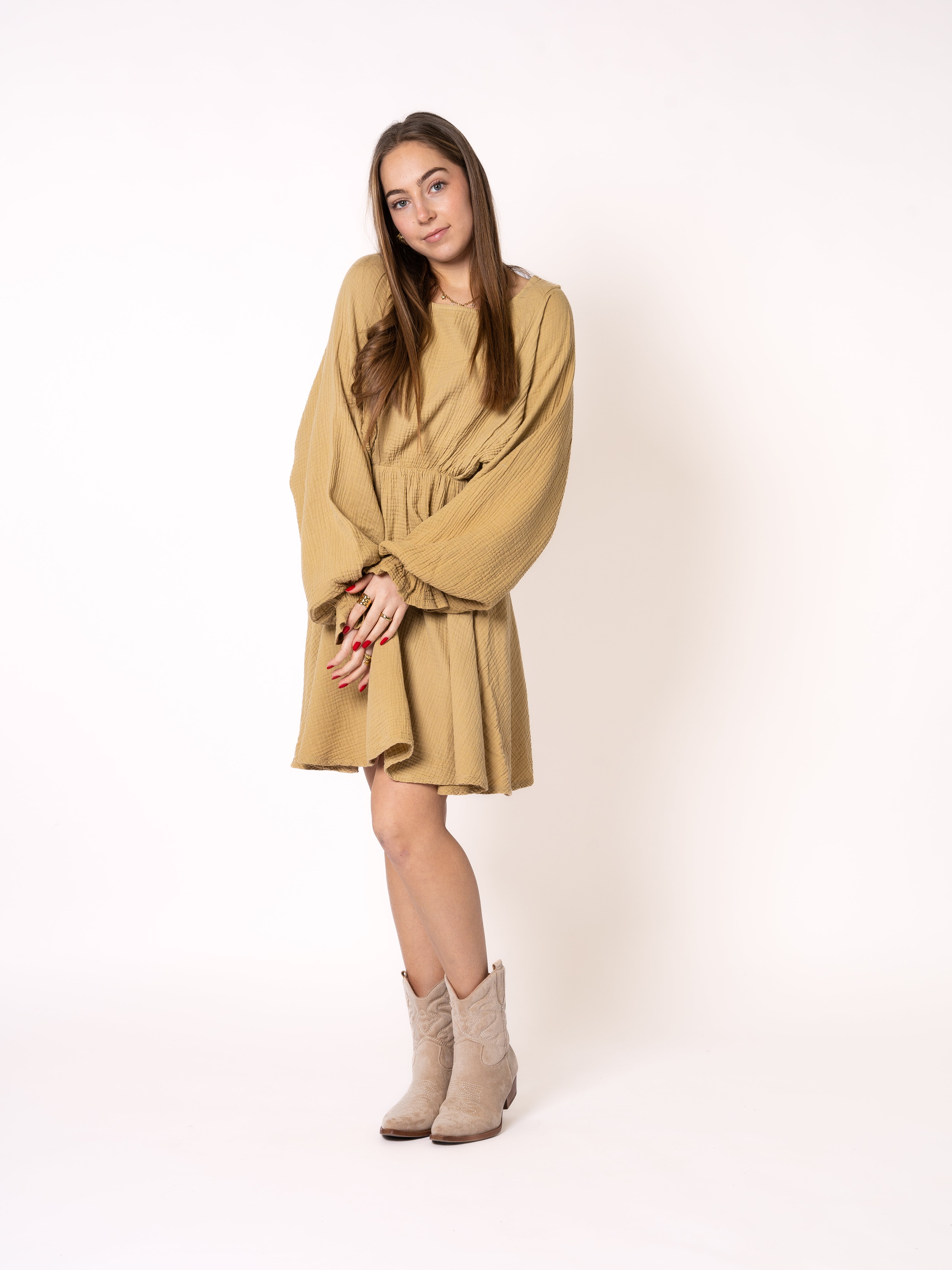 Musselin Minidress - Senfgelb
