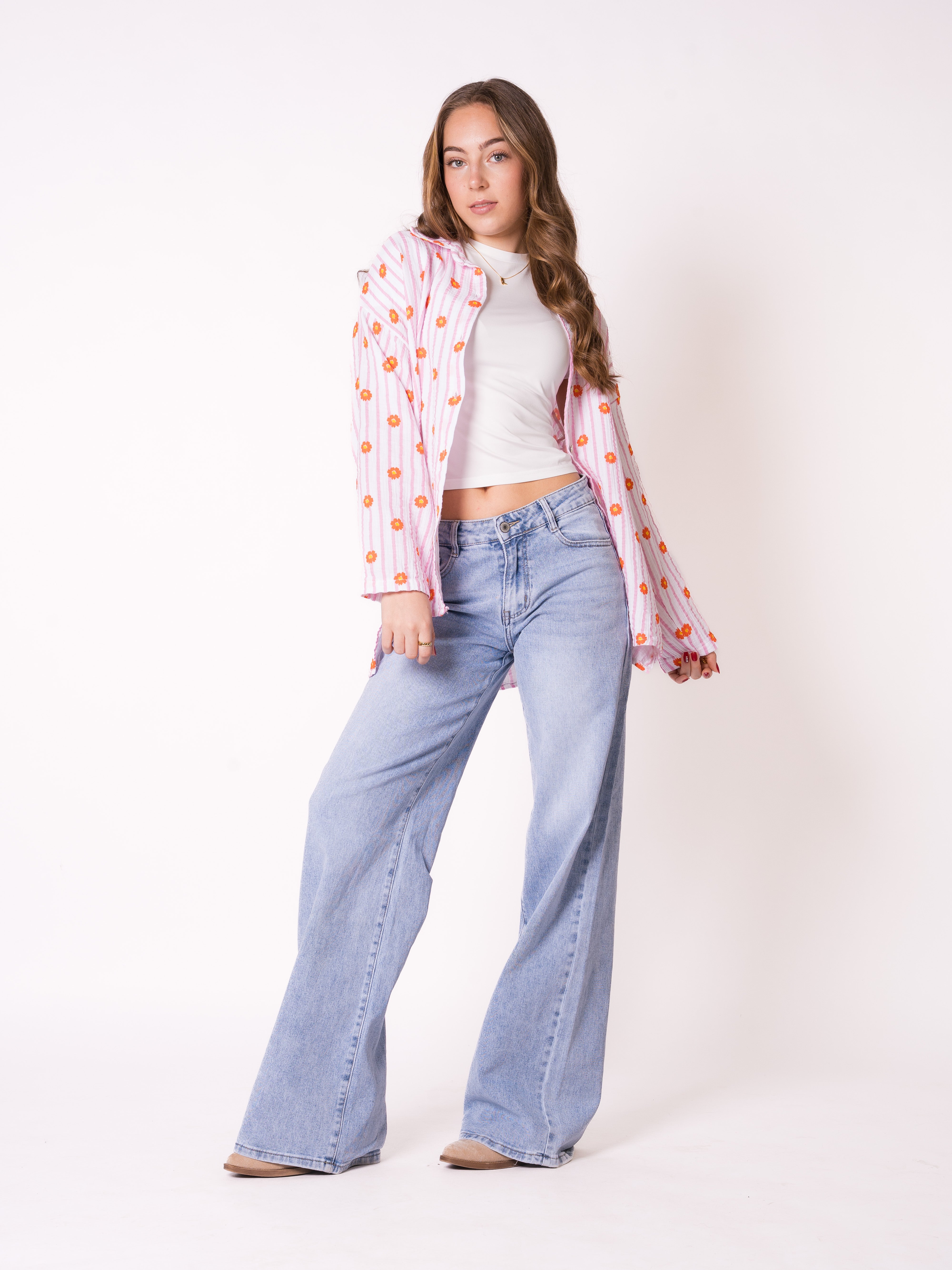 Musselinbluse Lulu Flower - Rosa