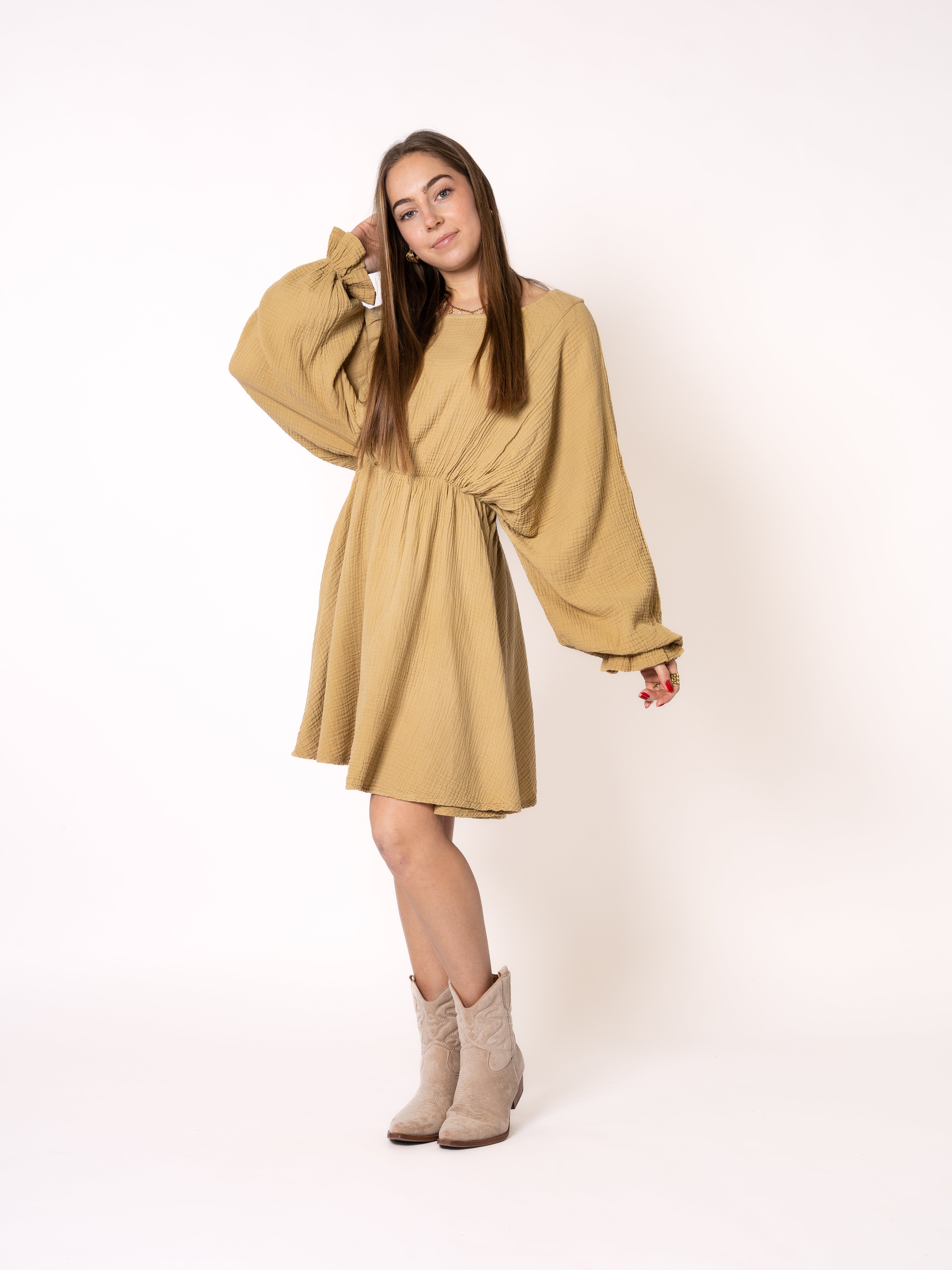 Musselin Minidress - Senfgelb