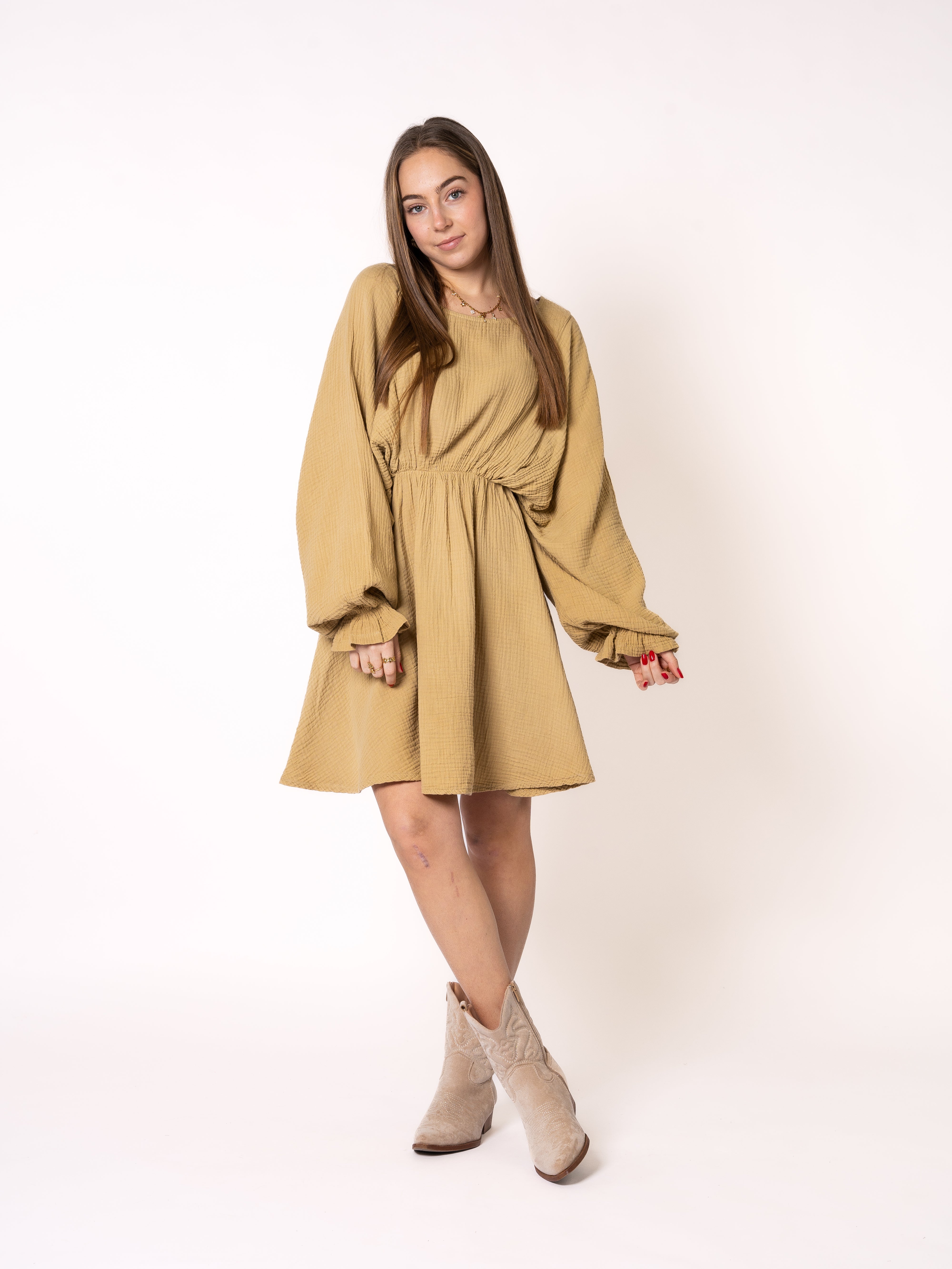 Musselin Minidress - Senfgelb