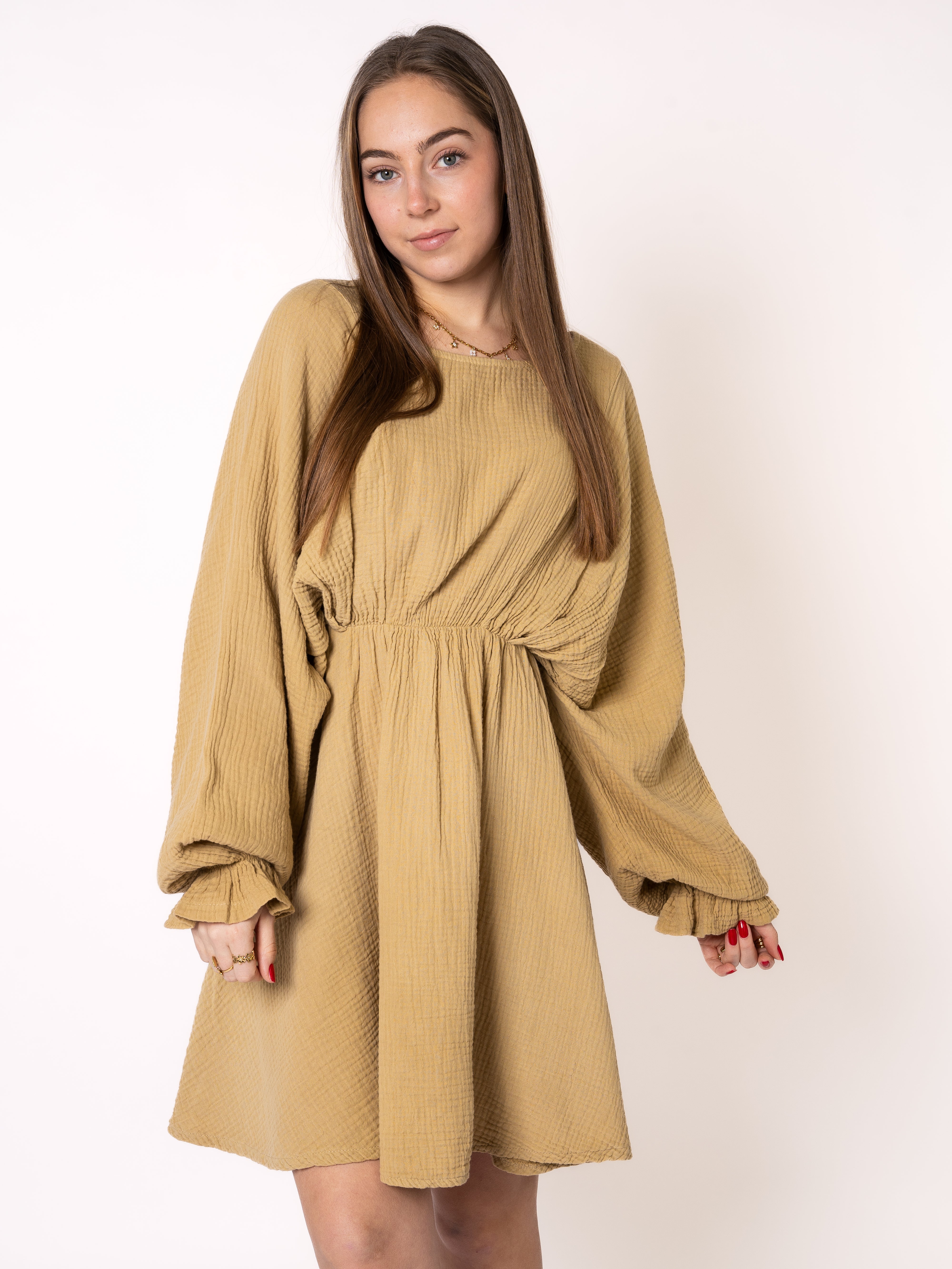 Musselin Minidress - Senfgelb