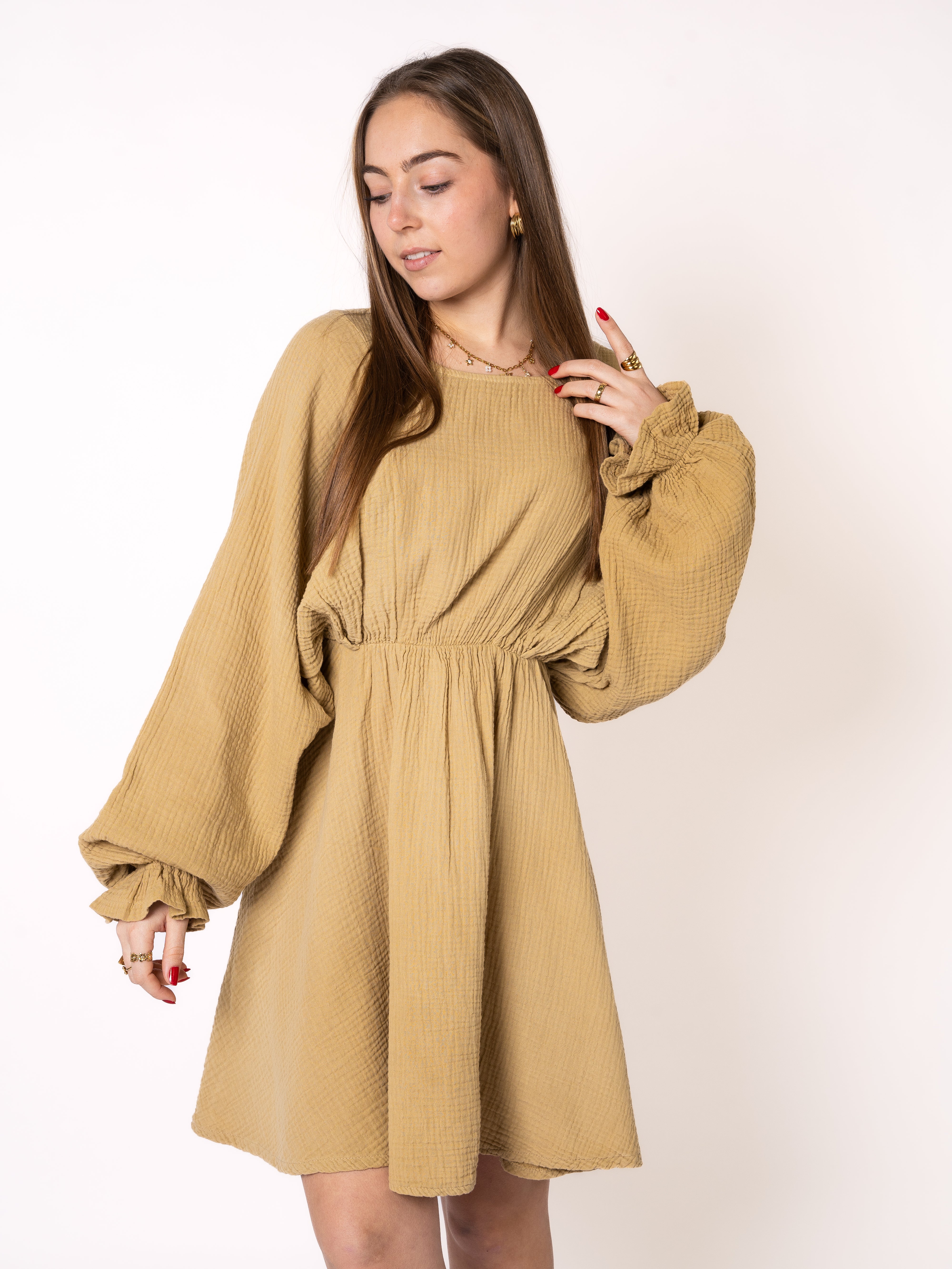 Musselin Minidress - Senfgelb
