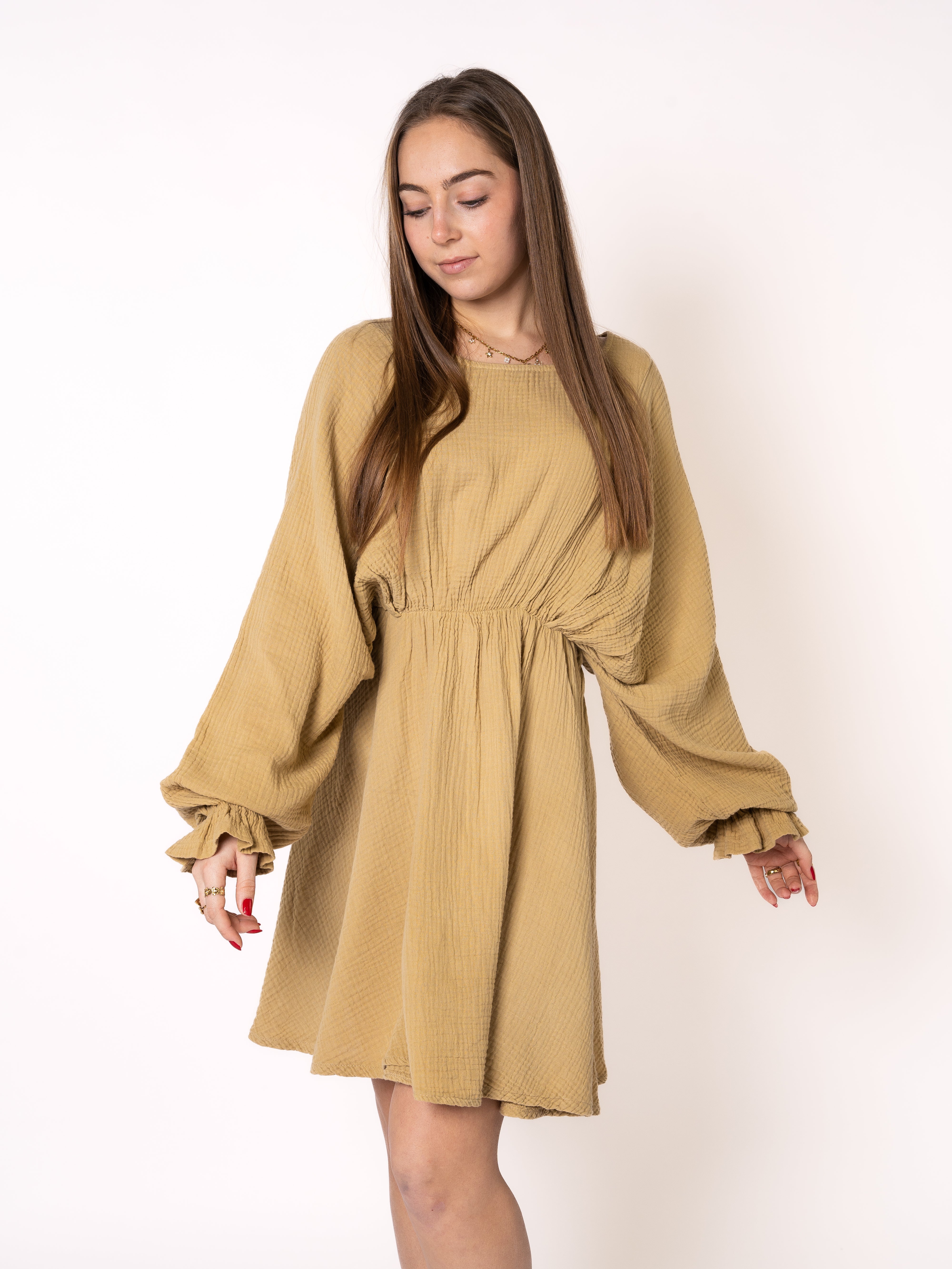 Musselin Minidress - Senfgelb