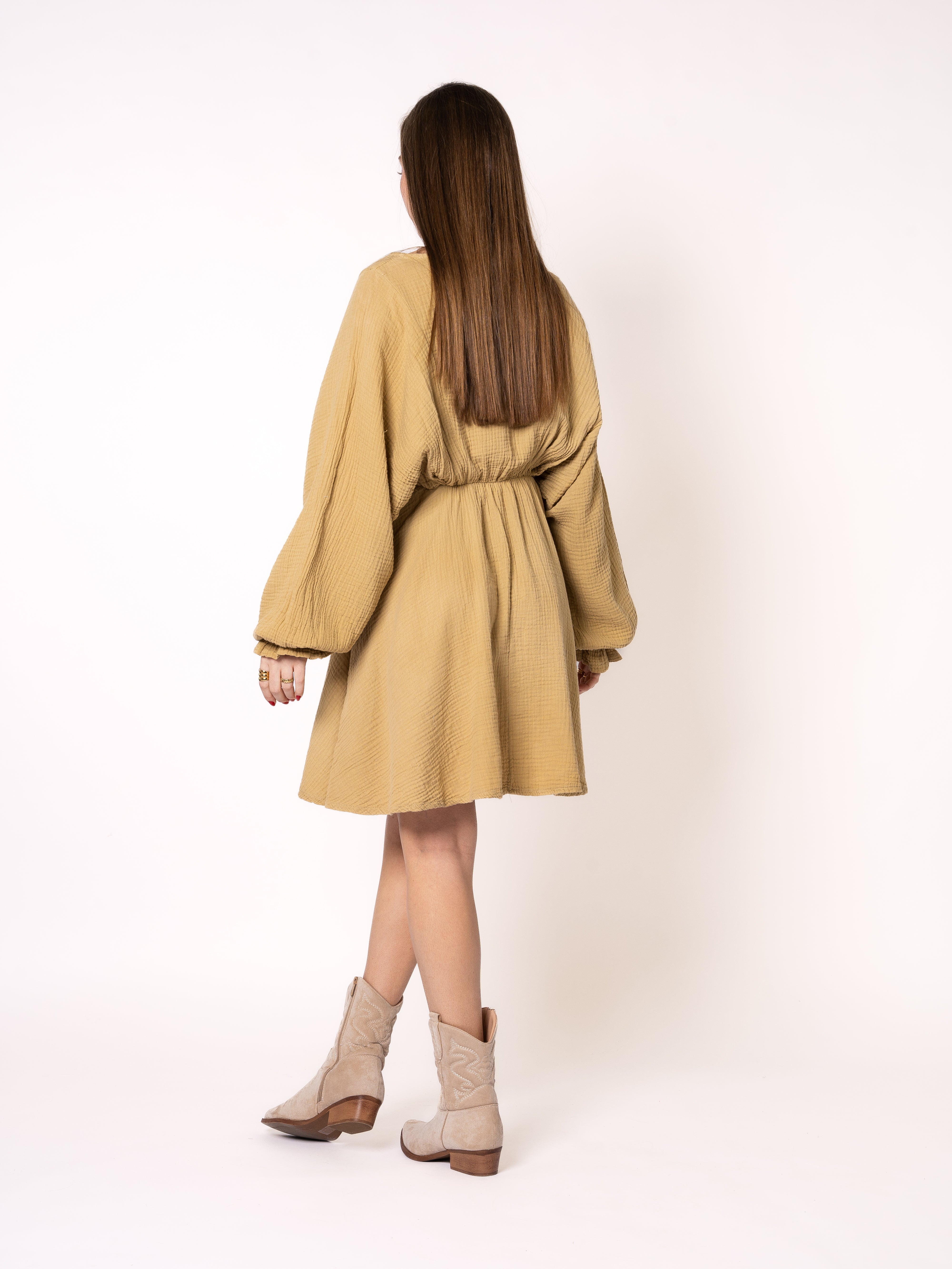 Musselin Minidress - Senfgelb