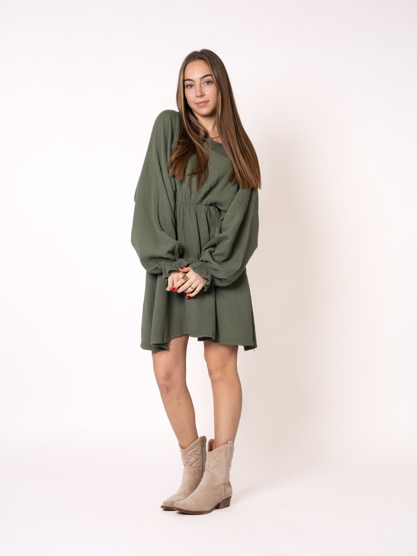 Musselin Minidress - Khaki