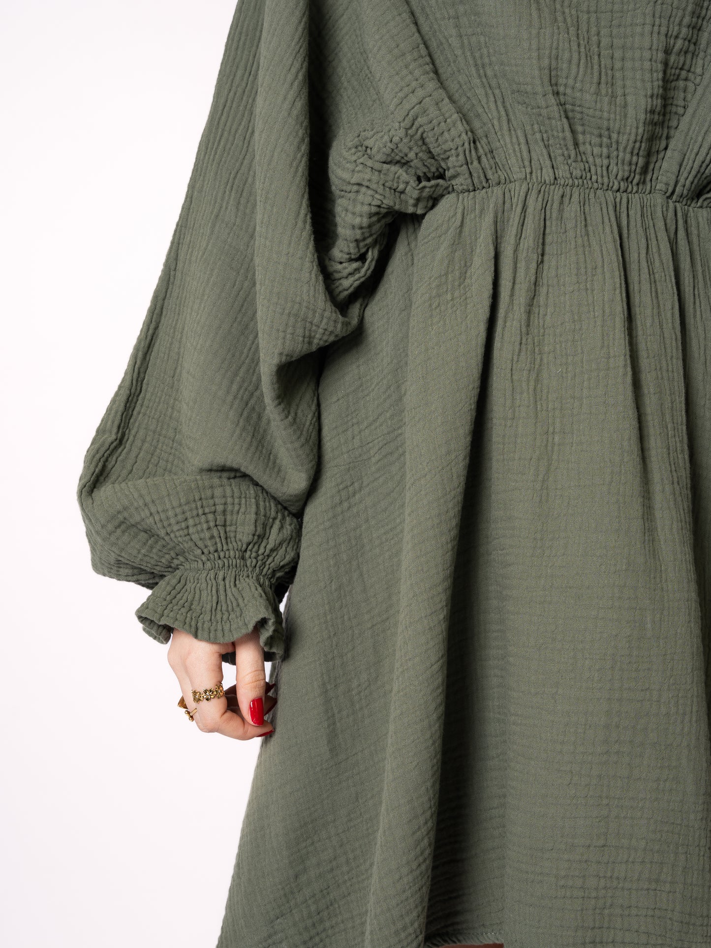 Musselin Minidress - Khaki