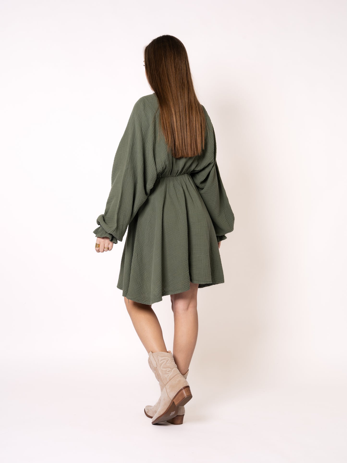 Musselin Minidress - Khaki