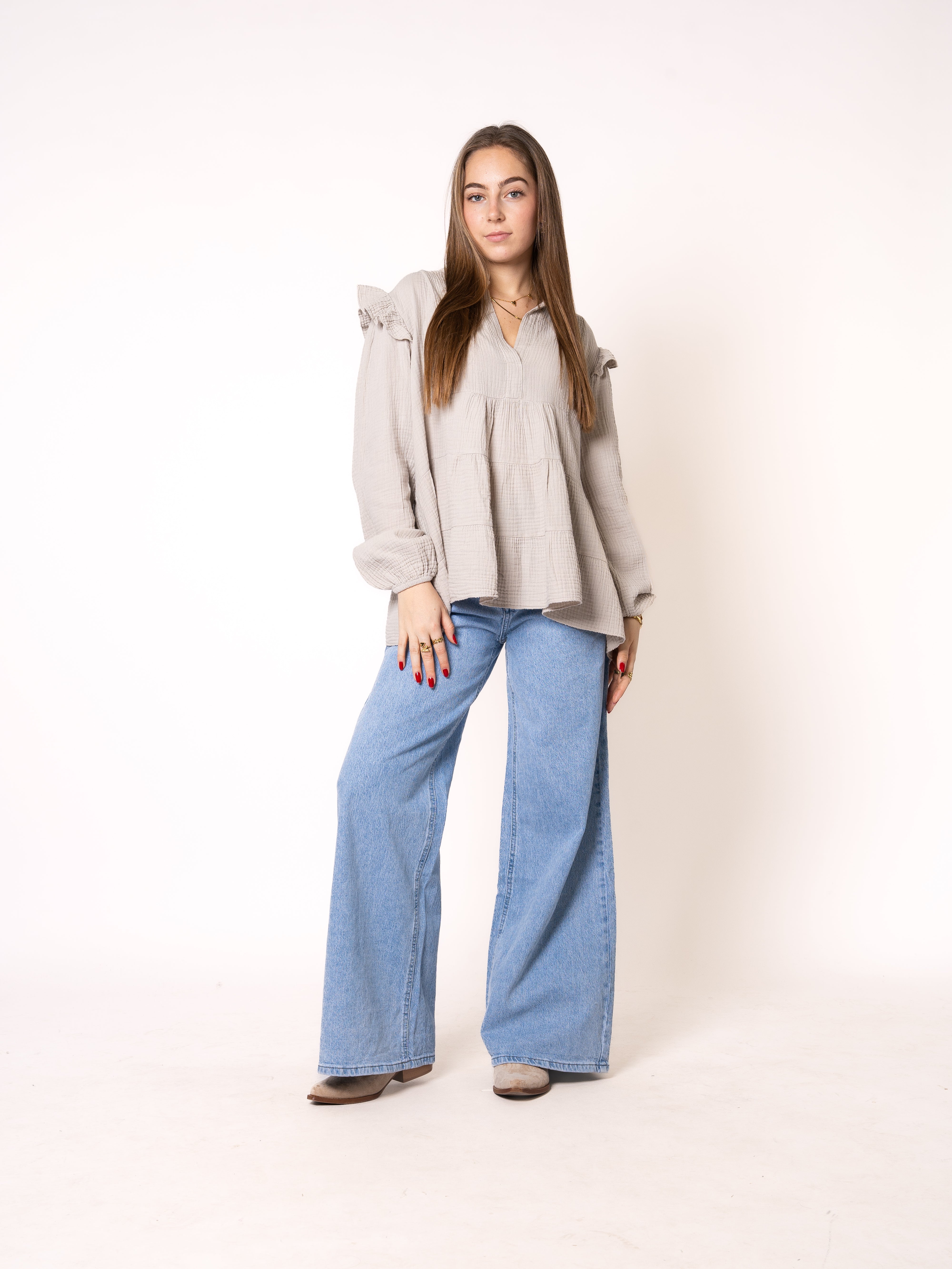 Musselinbluse Cecilia - Beige