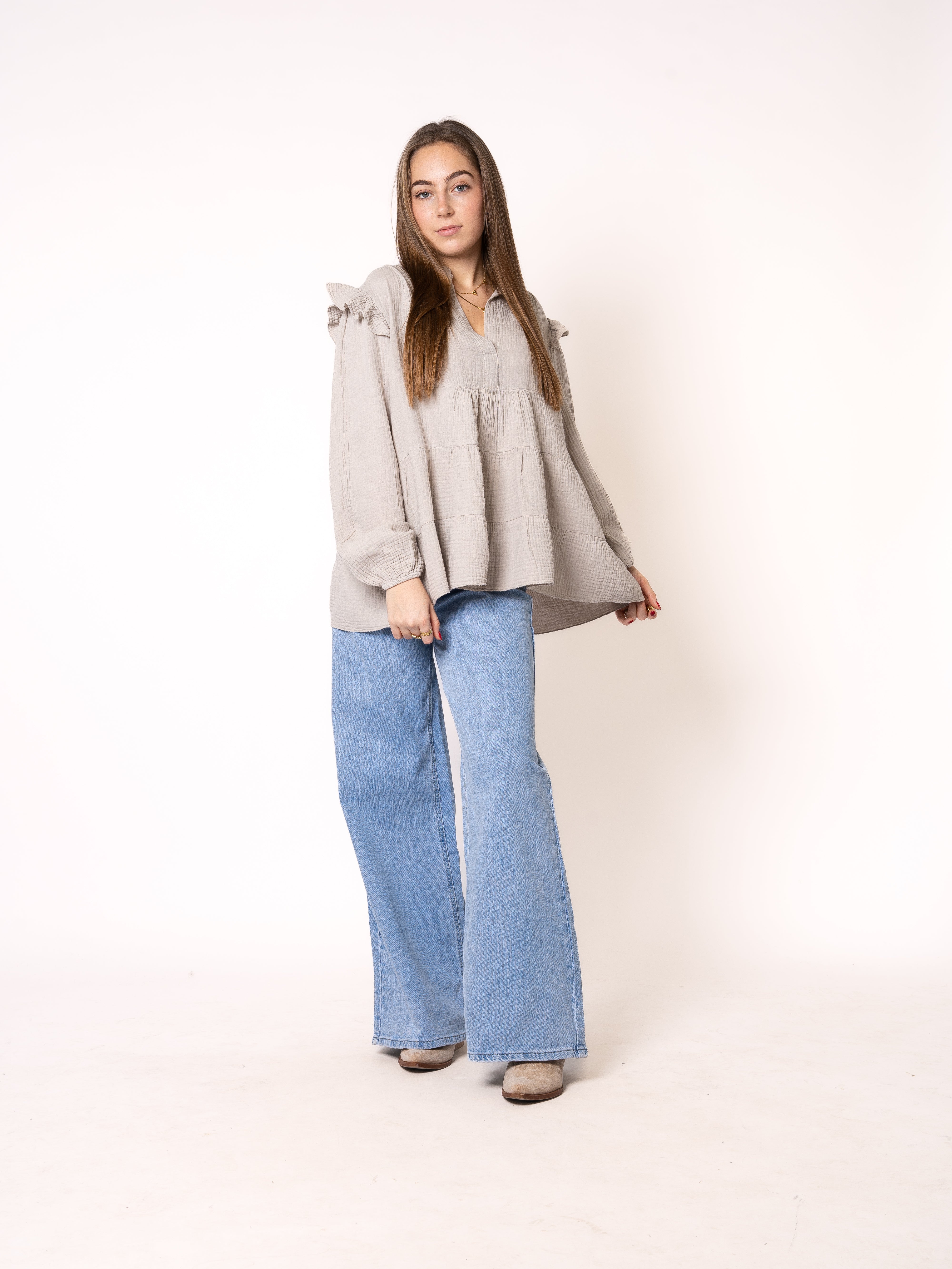 Musselinbluse Cecilia - Beige