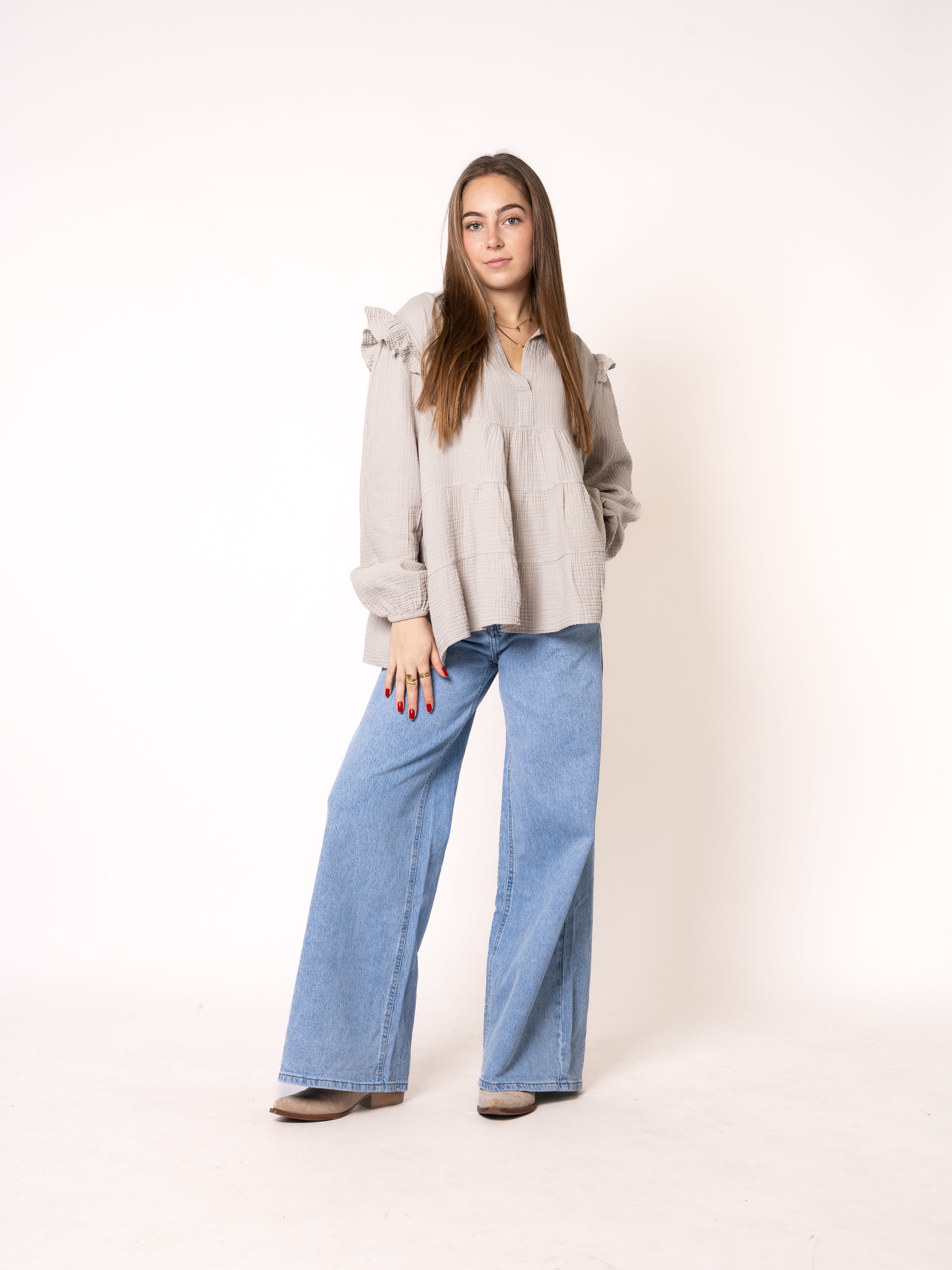 Musselinbluse Cecilia - Beige