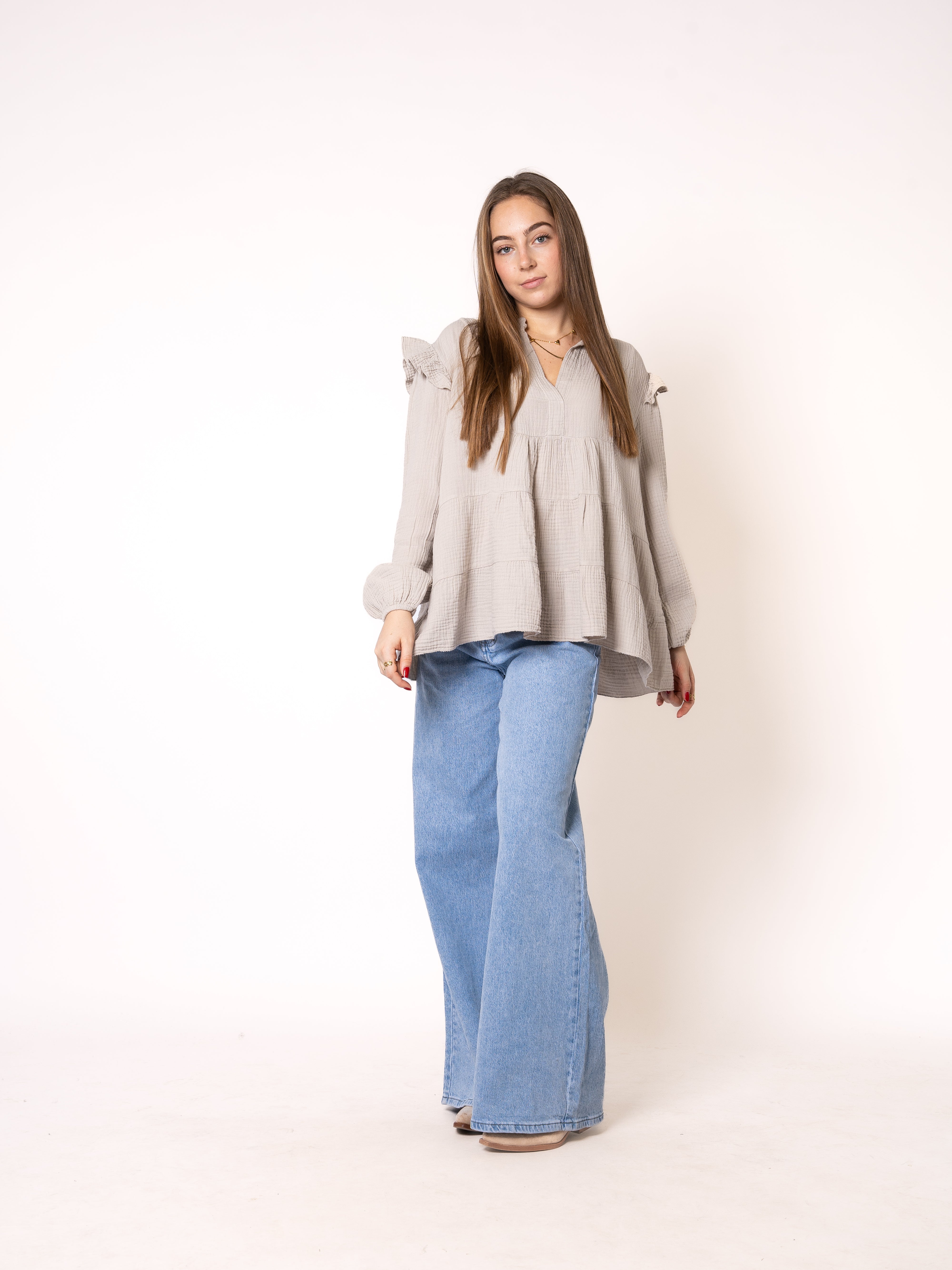 Musselinbluse Cecilia - Beige