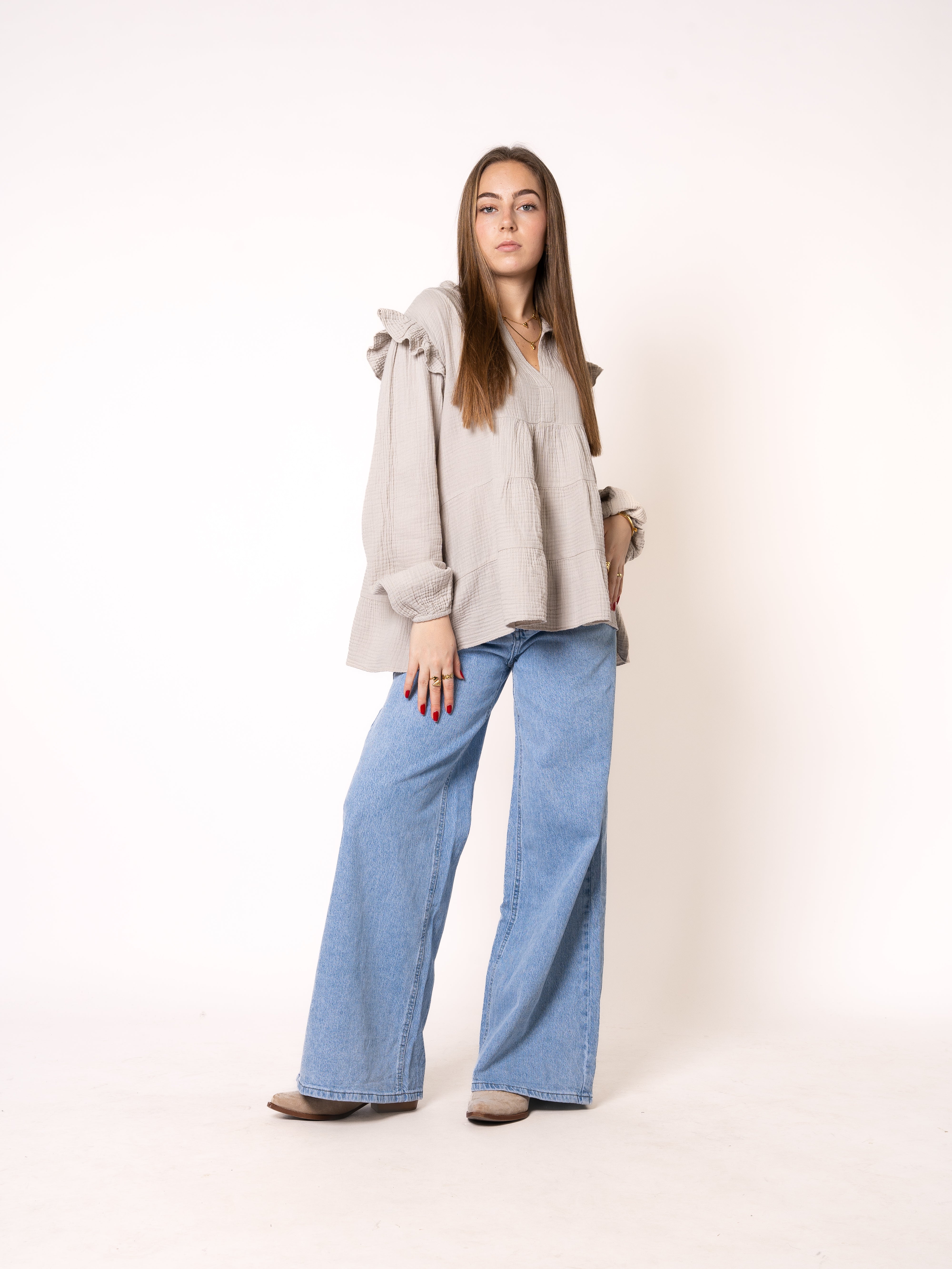 Musselinbluse Cecilia - Beige