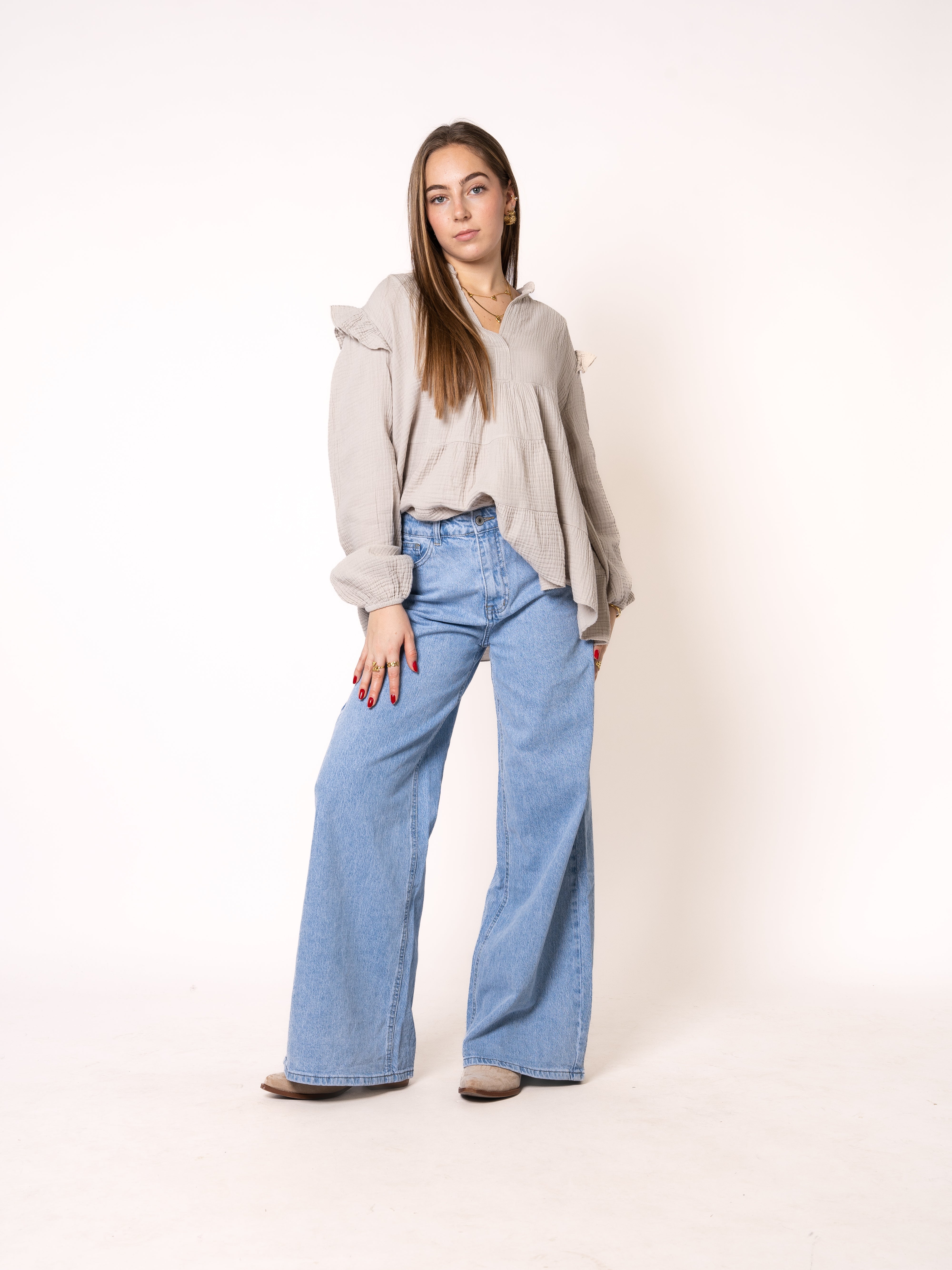 Musselinbluse Cecilia - Beige