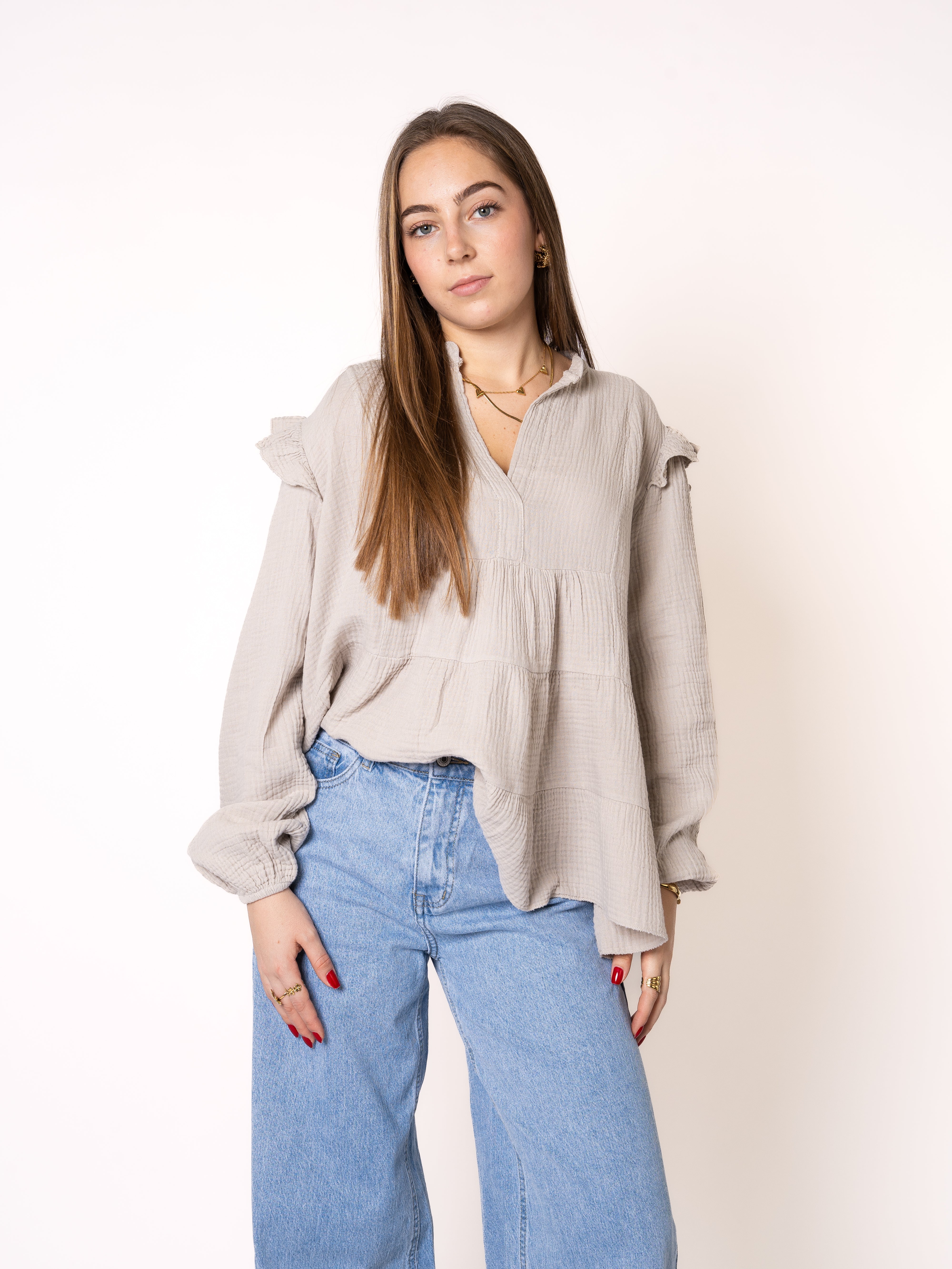 Musselinbluse Cecilia - Beige