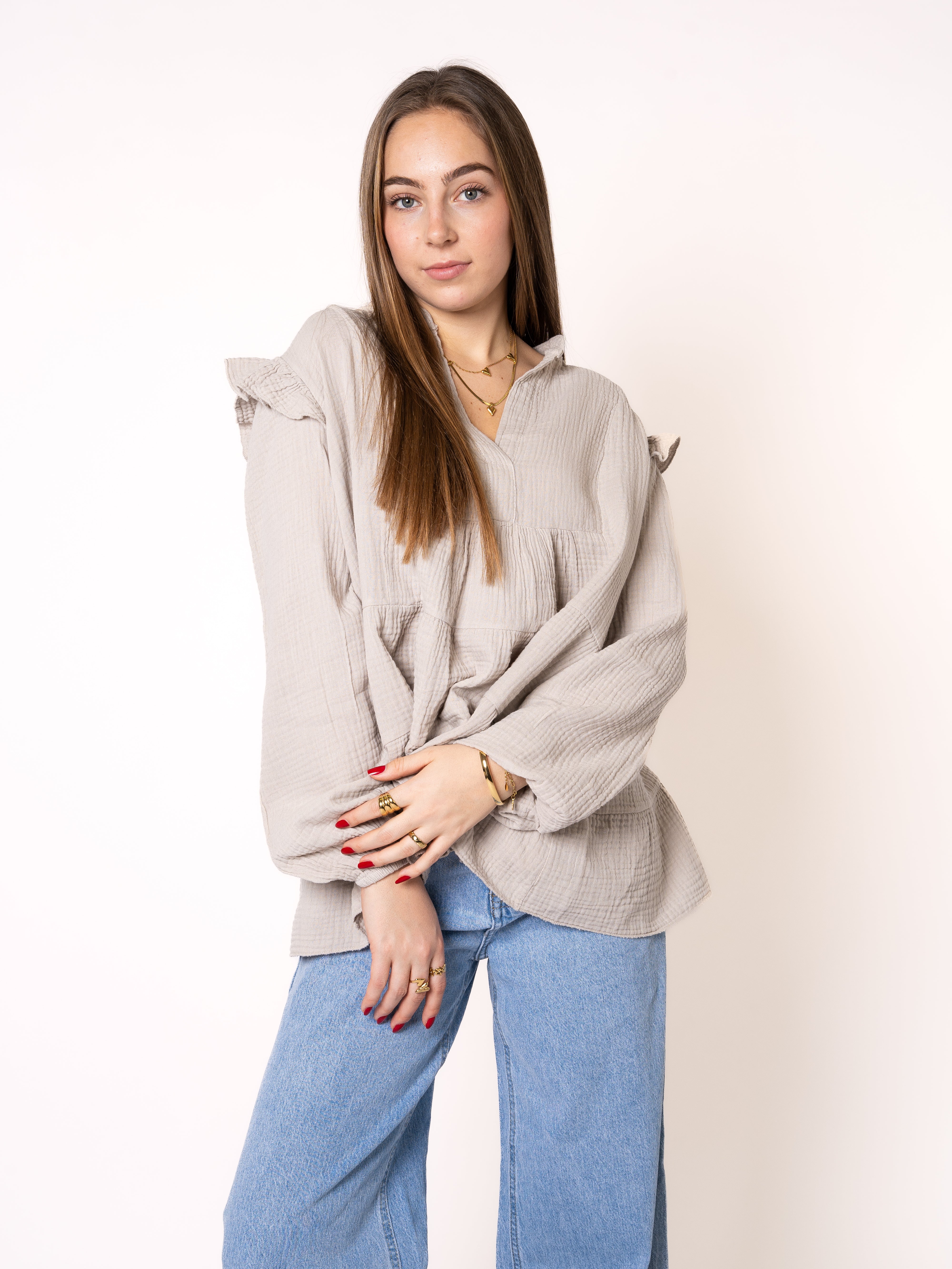 Musselinbluse Cecilia - Beige