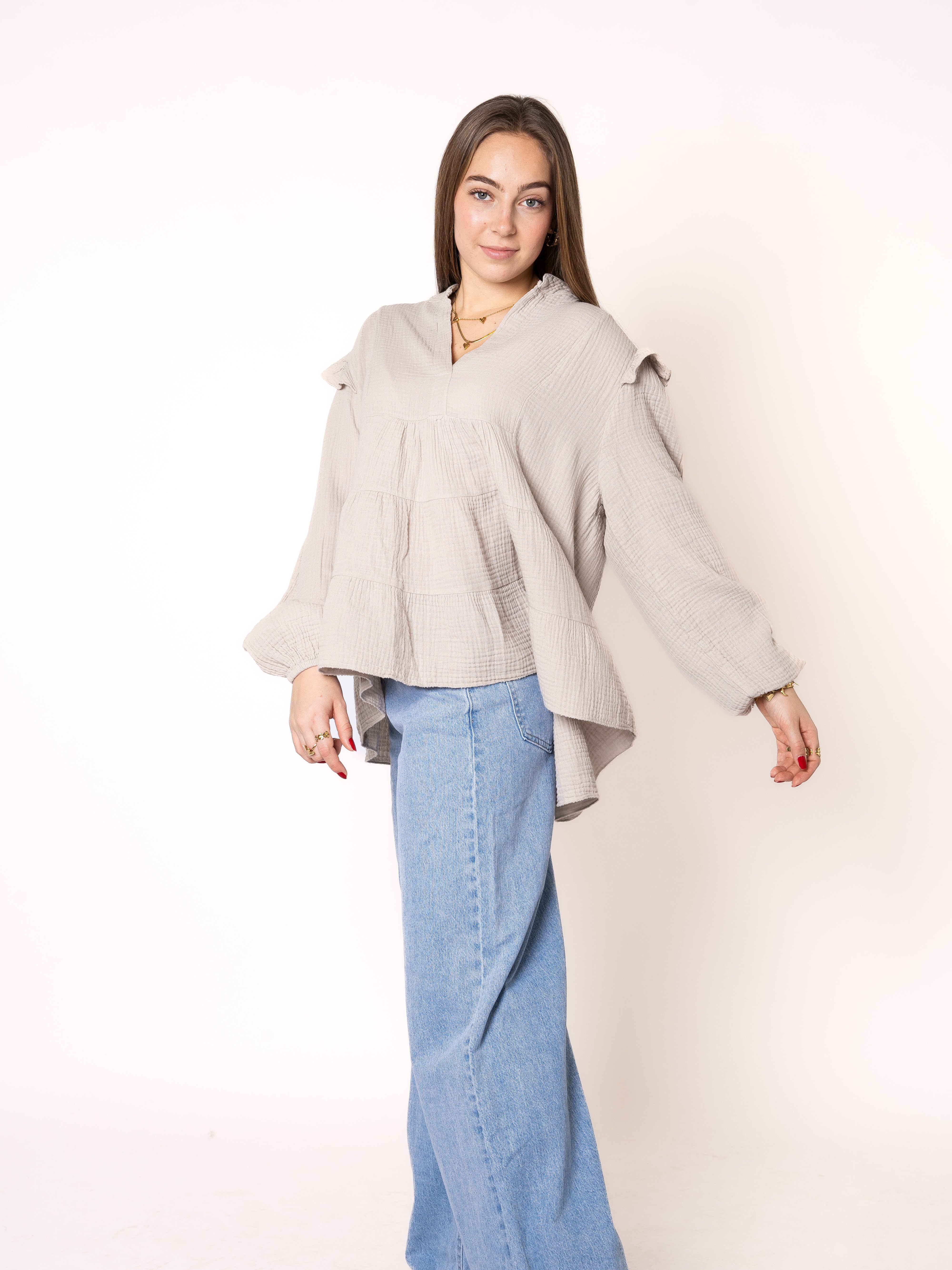 Musselinbluse Cecilia - Beige