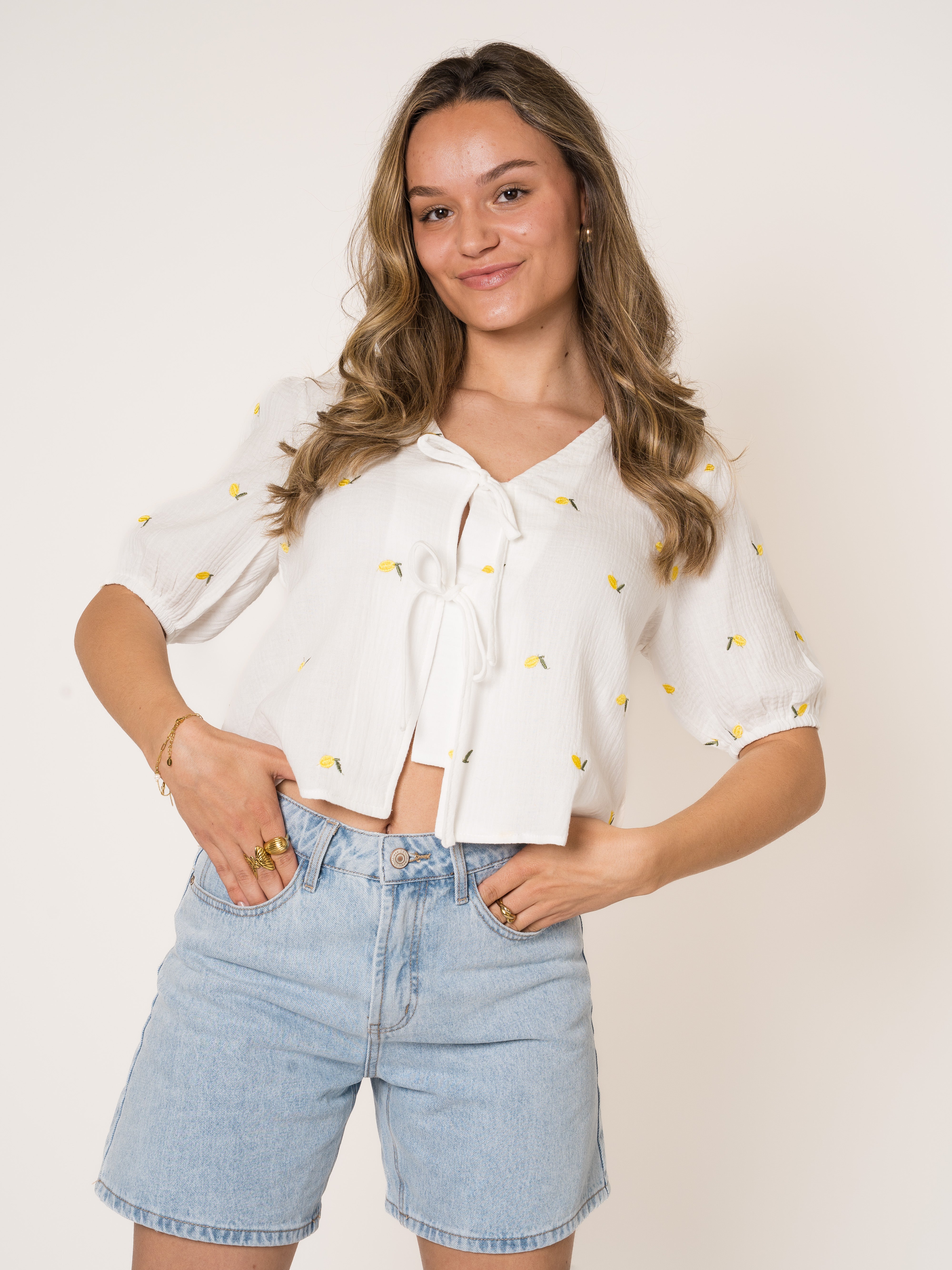 Lemon Stitch Musselin Bluse