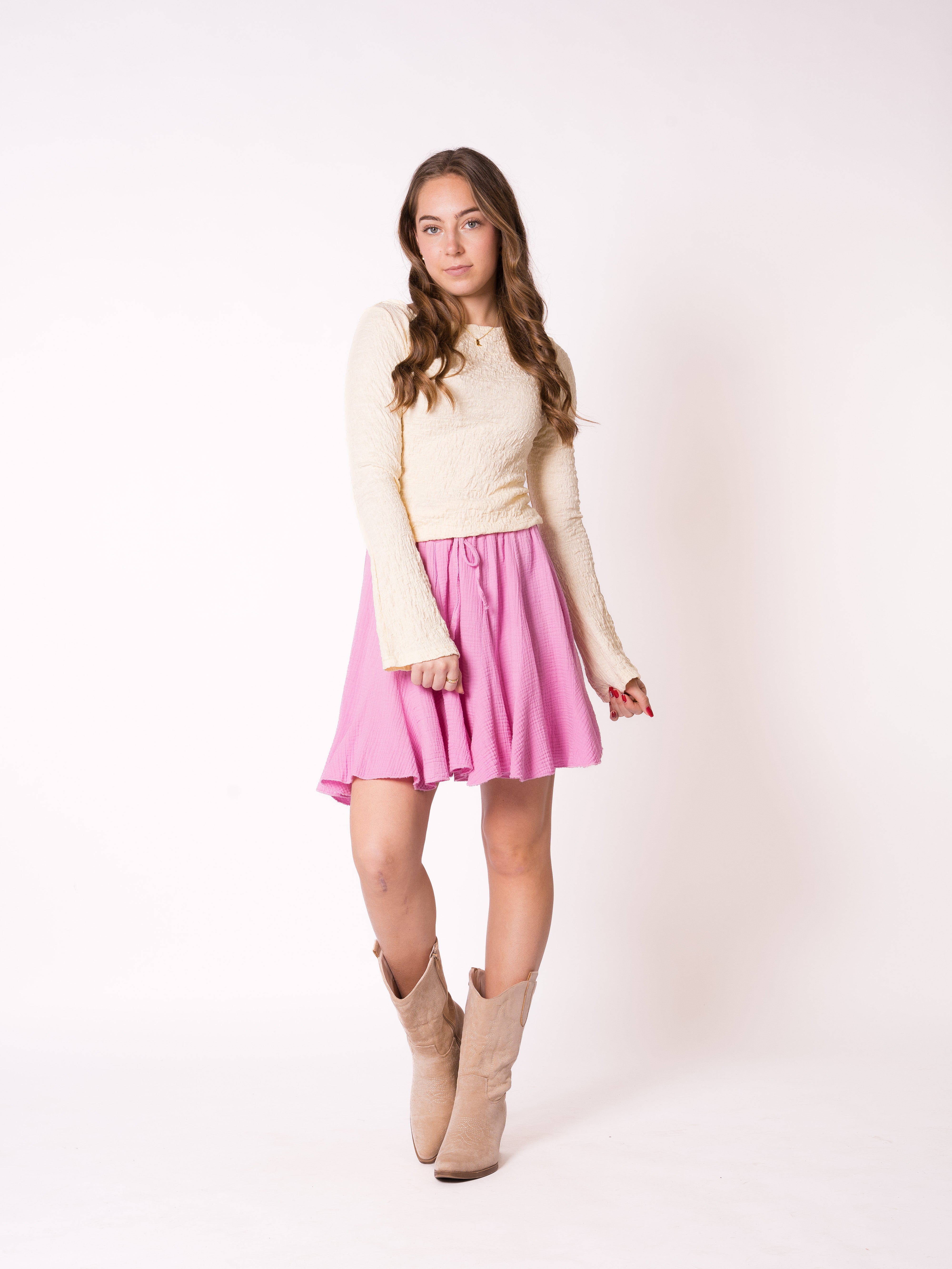 Cotton Miniskirt Alma - Pink