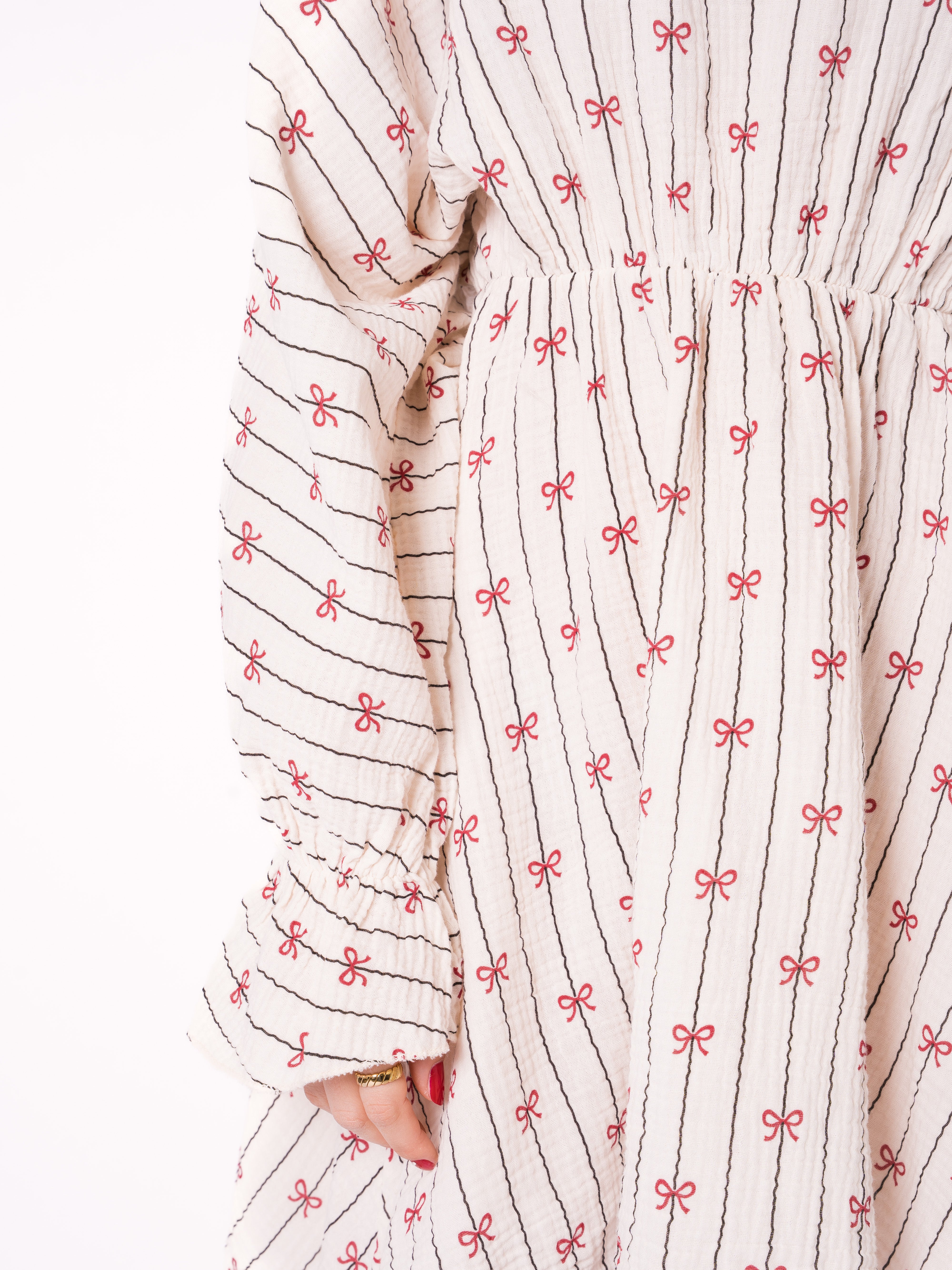 Bow Vibes Musselin Minidress - Creme