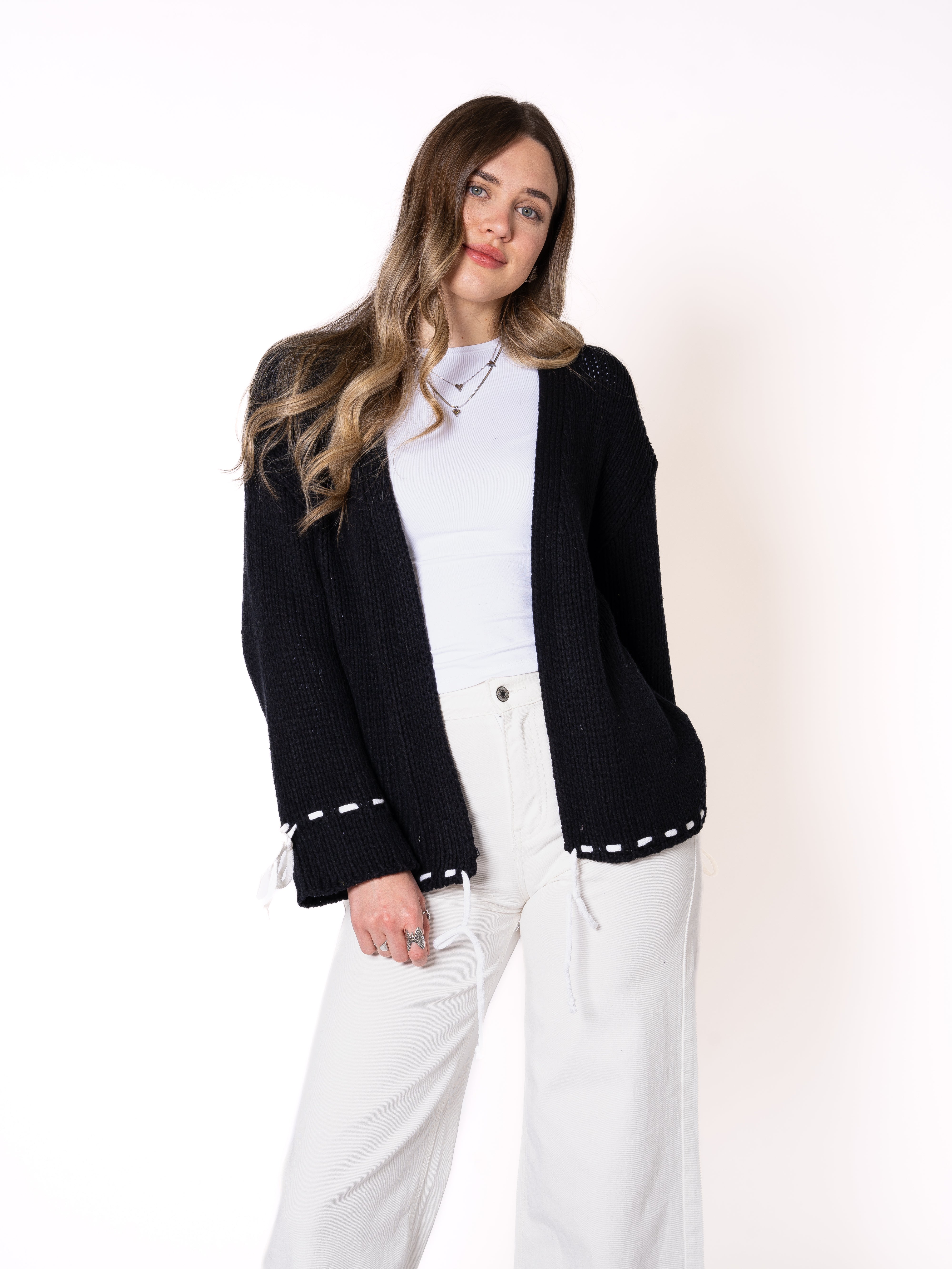 Just A Girl Knit Cardigan - Schwarz