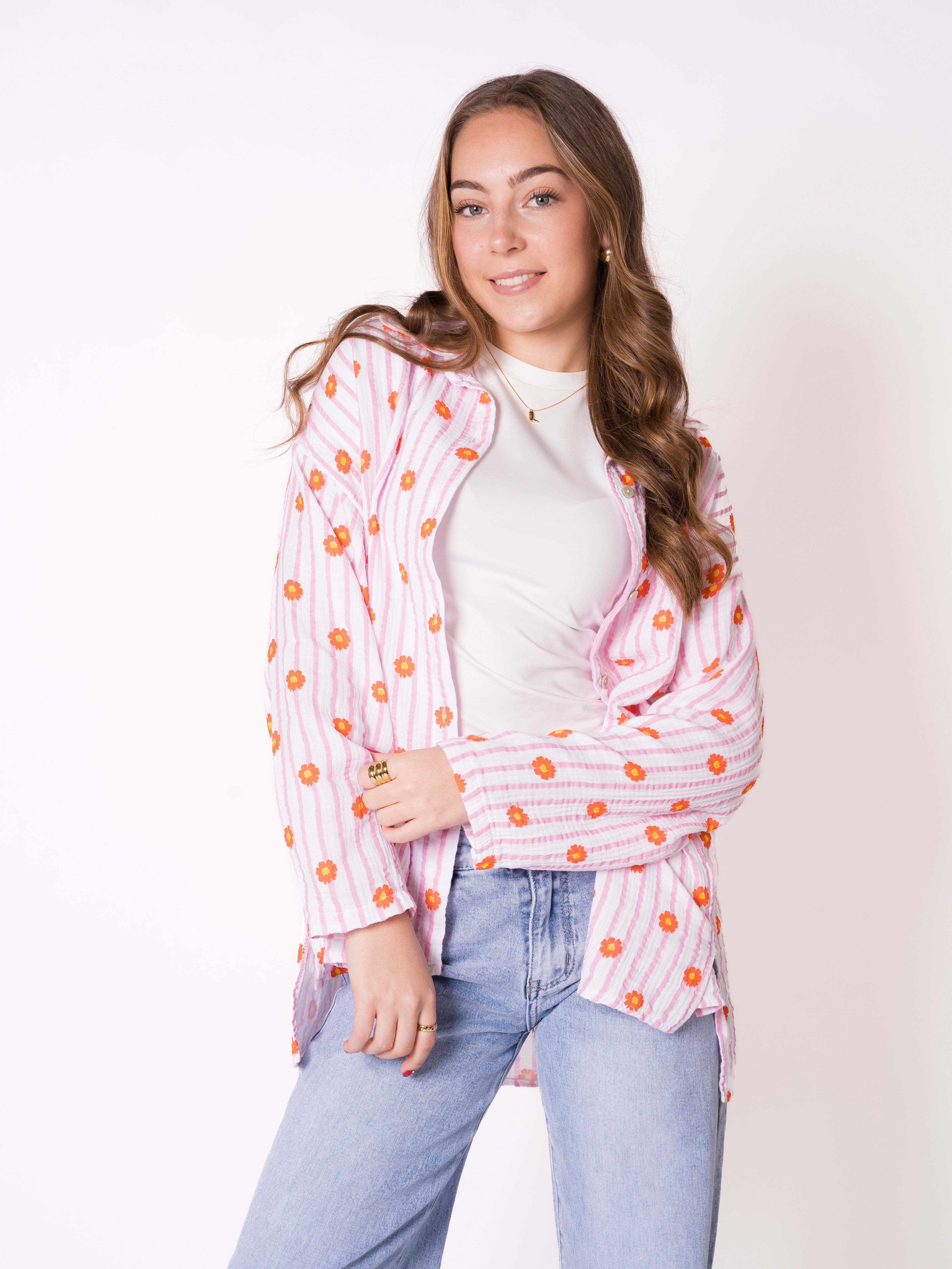 Musselinbluse Lulu Flower - Rosa