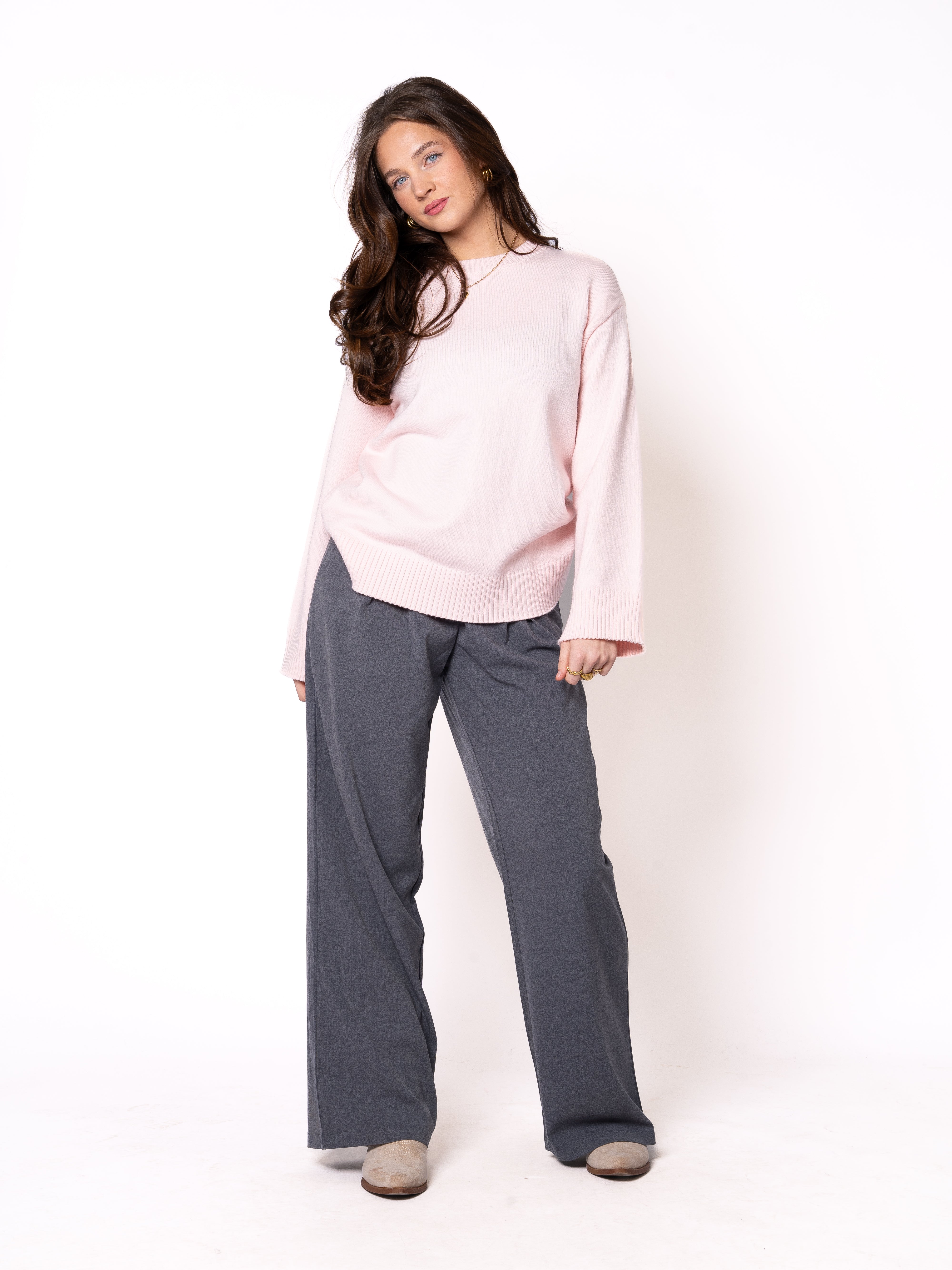 Basic Feinstrick Sweatshirt - Rosa